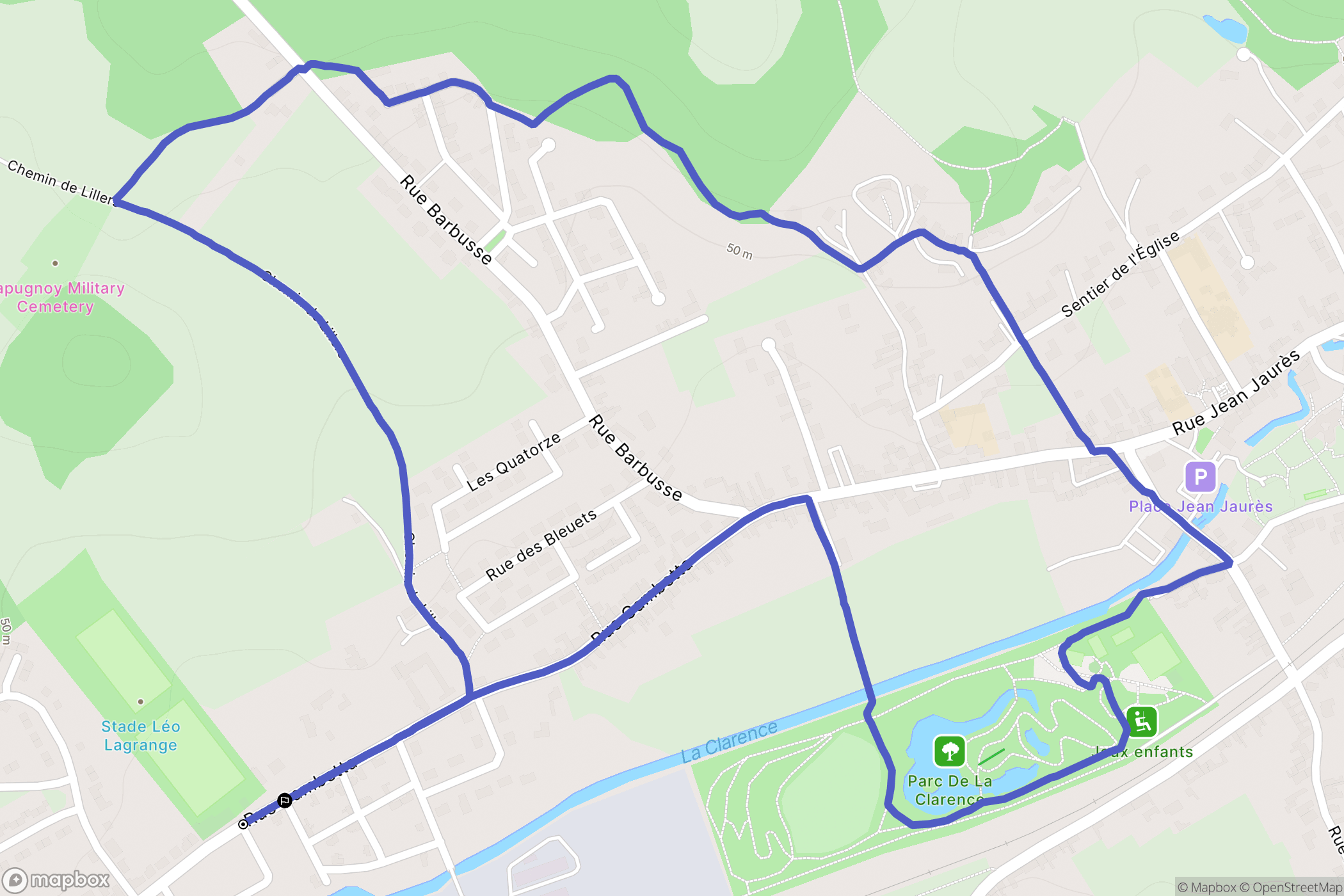 Lapugnoy : carte du parcours de randonnée - France