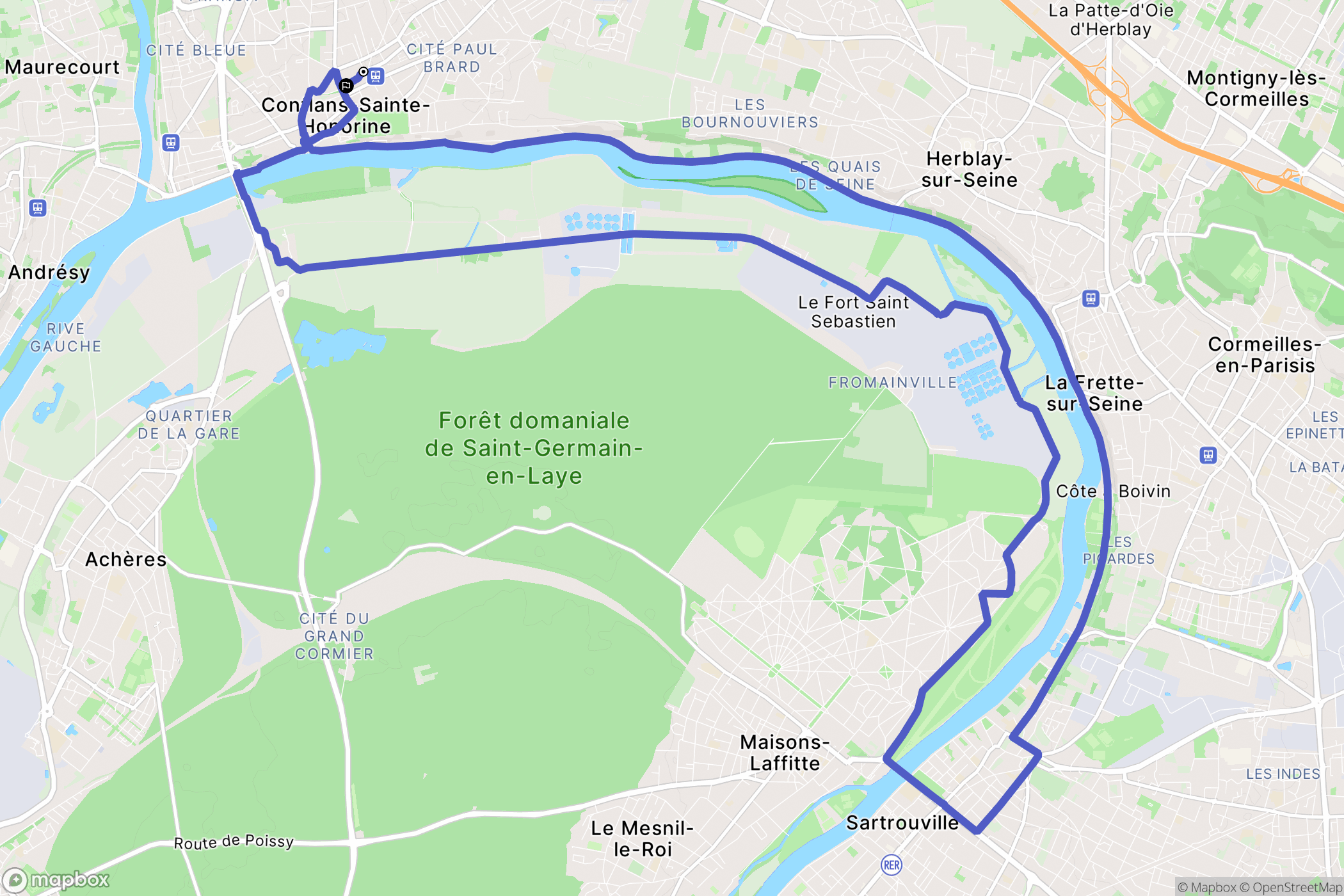 Conflans-Sainte-Honorine : carte du parcours de randonnée - France