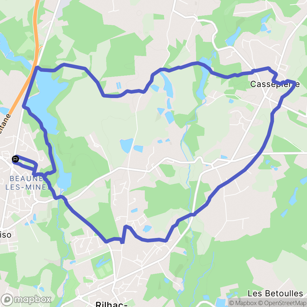 Beaune les Mines : carte du parcours de randonnée - France