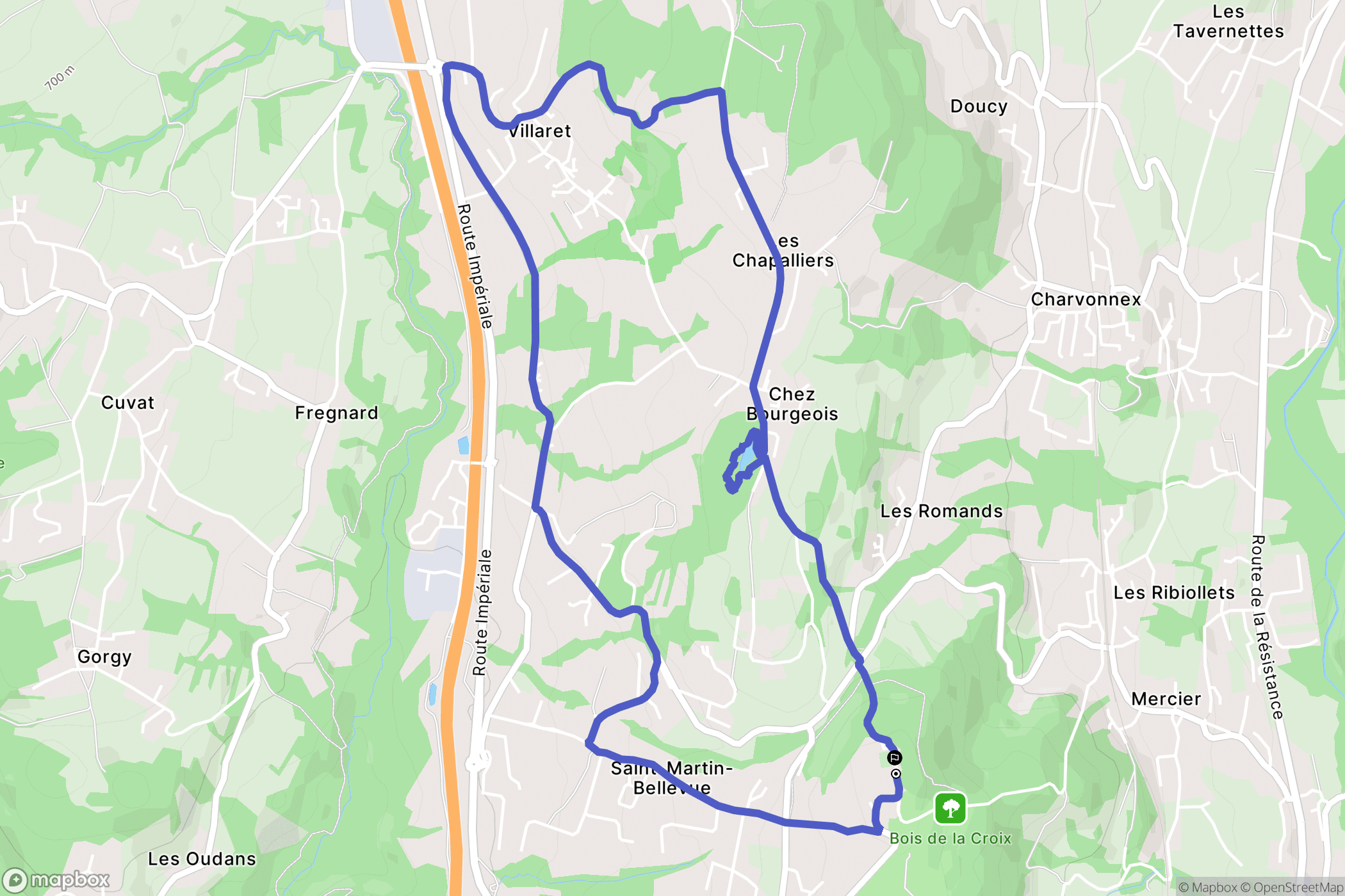 Saint Martin Bellevue : carte du parcours de randonnée - France