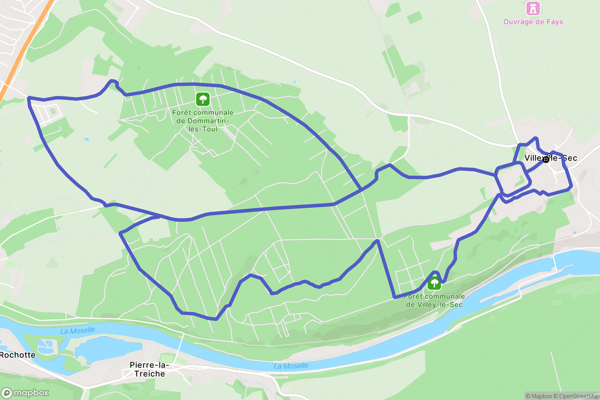Villey-le-Sec : carte du parcours de randonnée - France
