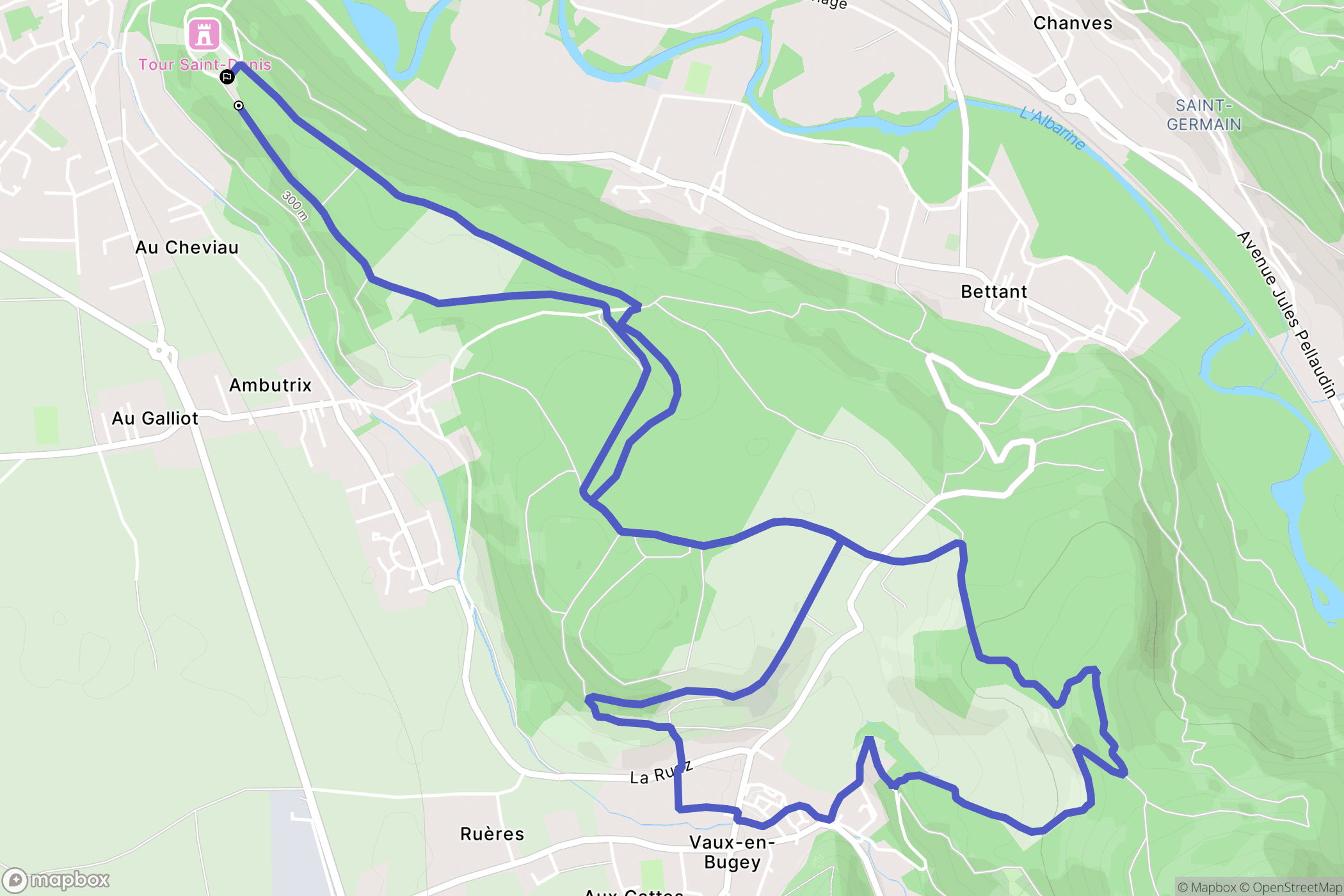 Saint-Denis-en-Bugey : carte du parcours de randonnée - France