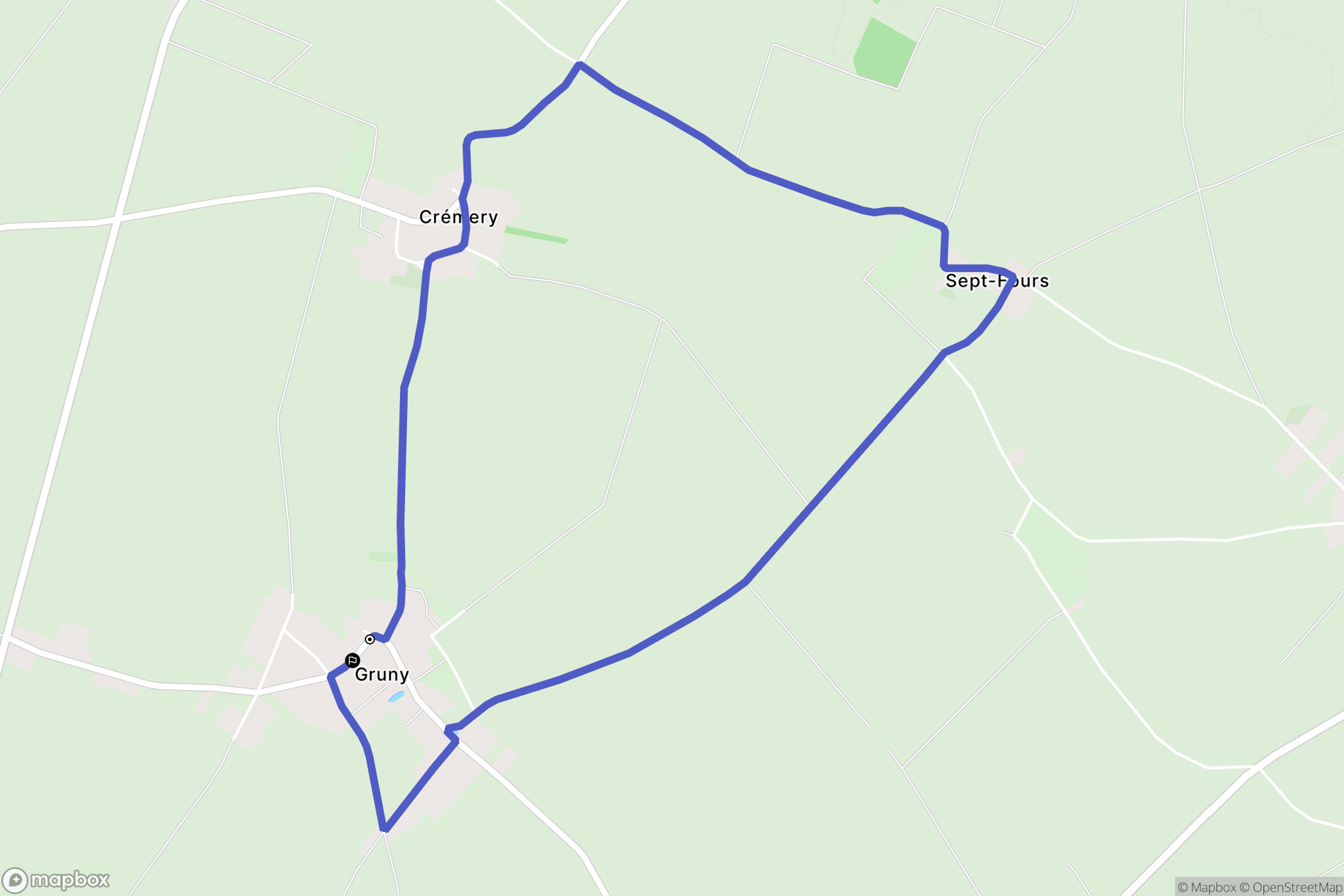Gruny : carte du parcours de randonnée - France