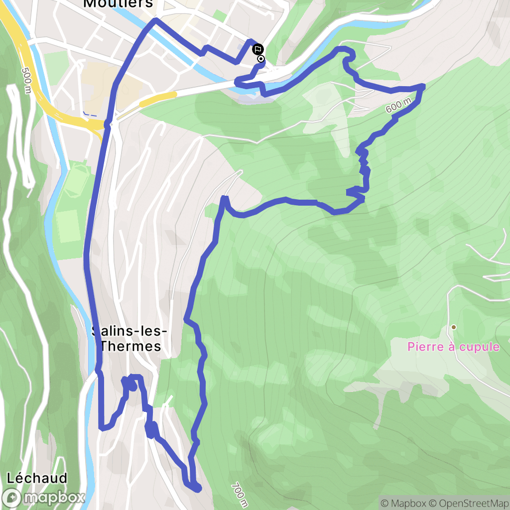 Moutiers : carte du parcours de randonnée - France