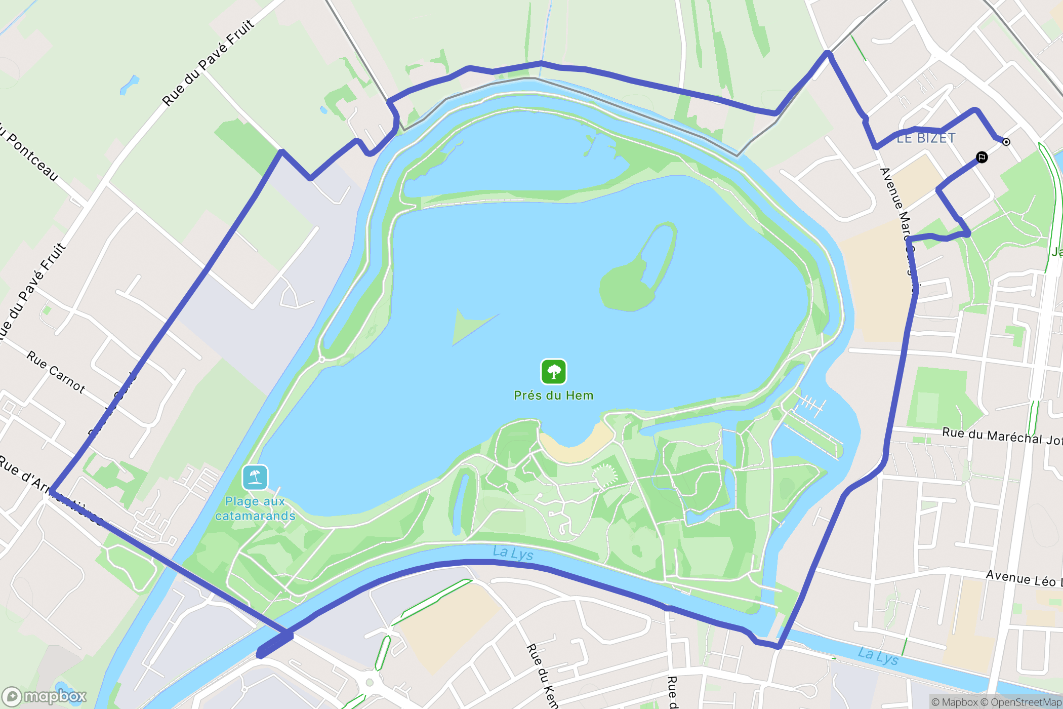 Armentières : carte du parcours de randonnée - France