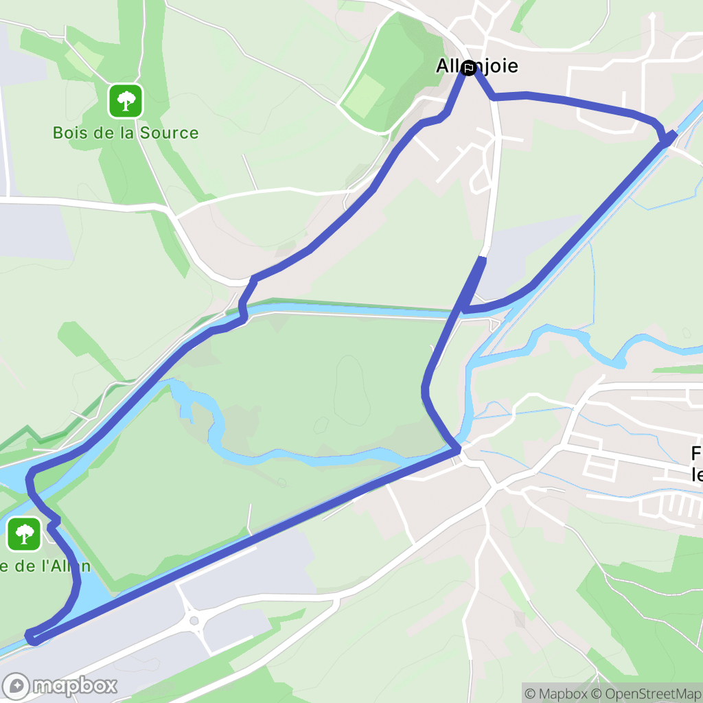 Allenjoie : carte du parcours de randonnée - France