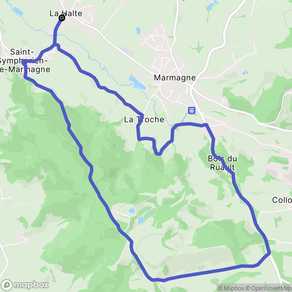 Saint-Symphorien-de-Marmagne : carte du parcours de randonnée - France