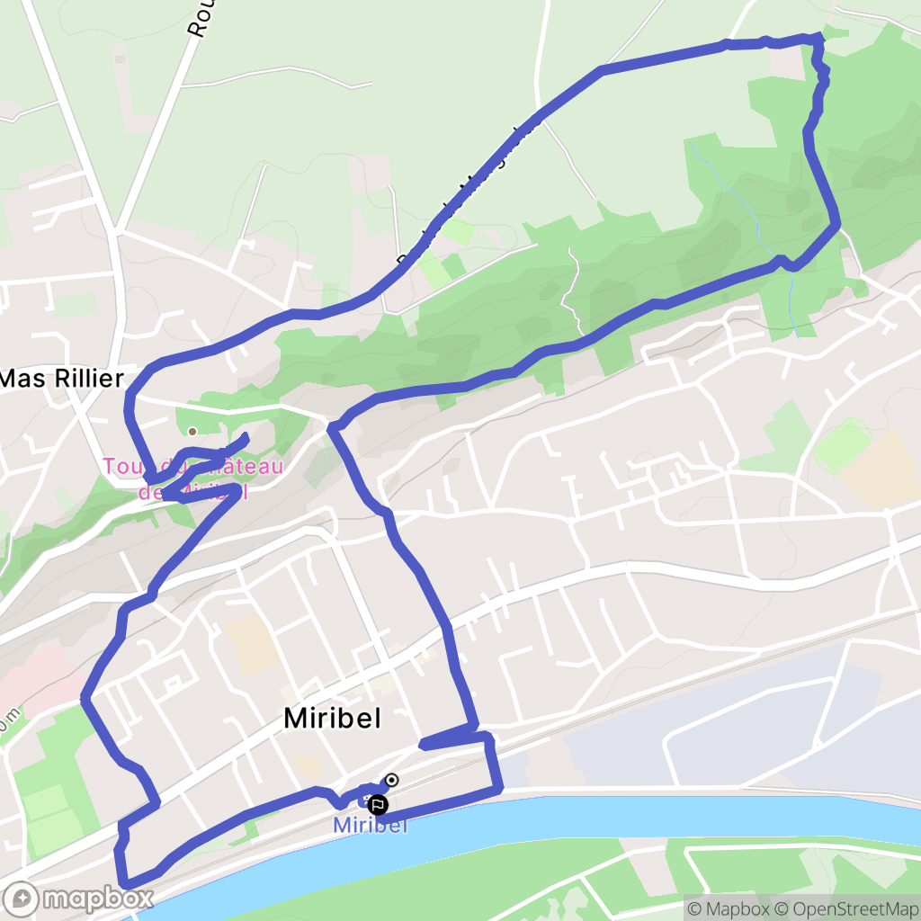 Miribel : carte du parcours de randonnée - France