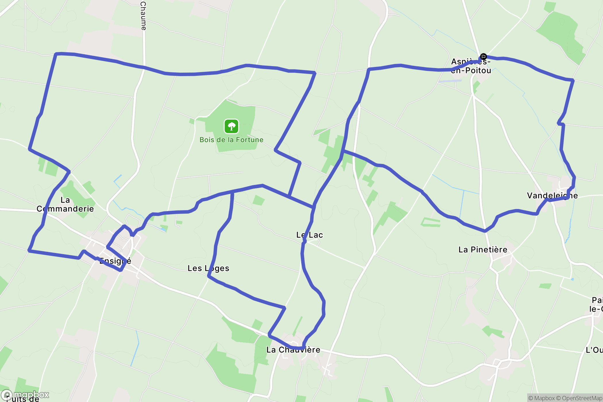 Asnières-en-Poitou : carte du parcours de randonnée - France