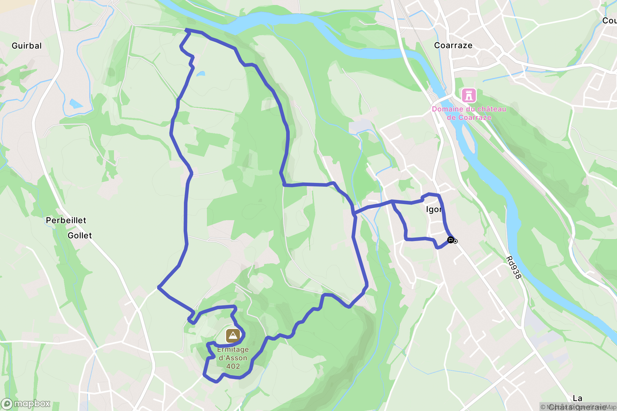 Igon : carte du parcours de randonnée - France