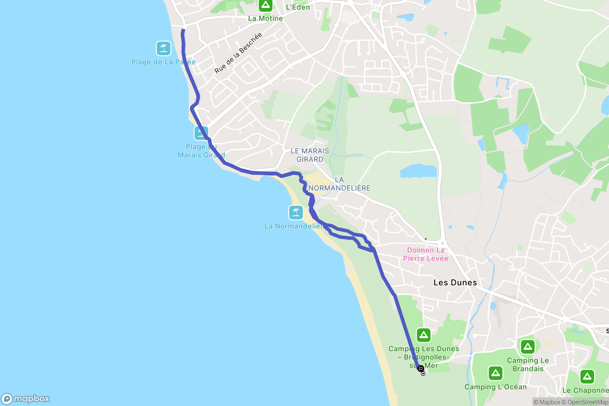 Bretignolles-sur-Mer : carte du parcours de randonnée - France