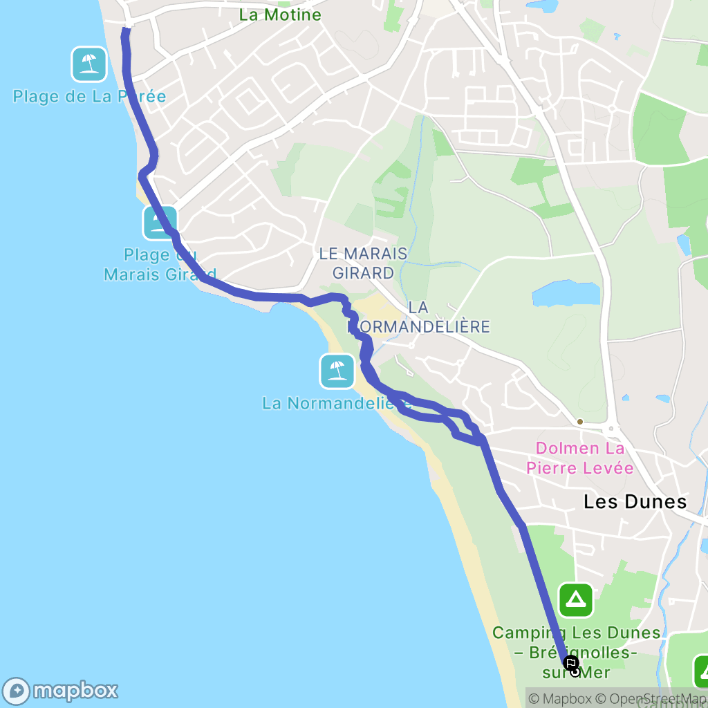 Bretignolles-sur-Mer : carte du parcours de randonnée - France