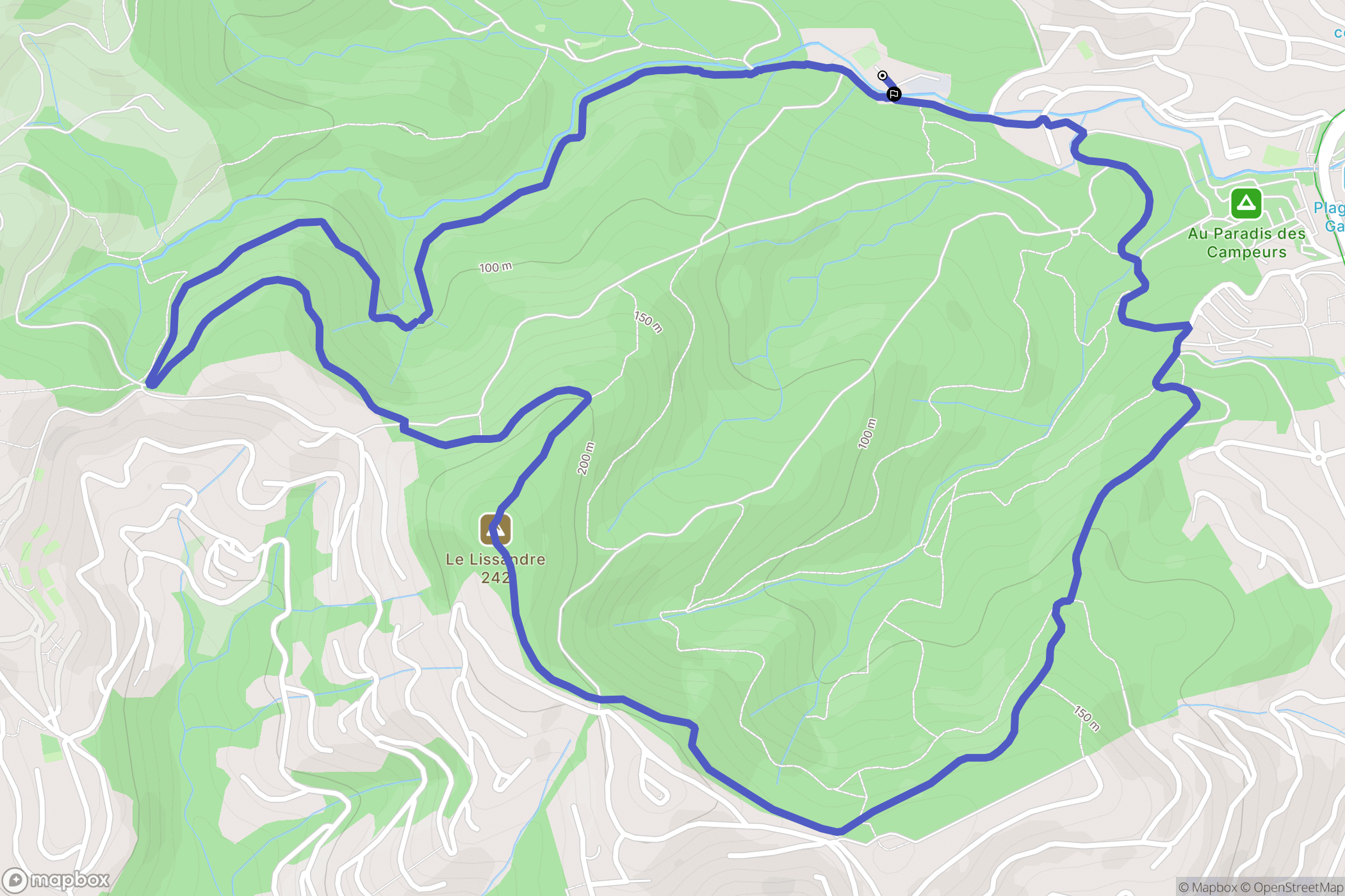 Roquebrune-sur-Argens : carte du parcours de randonnée - France