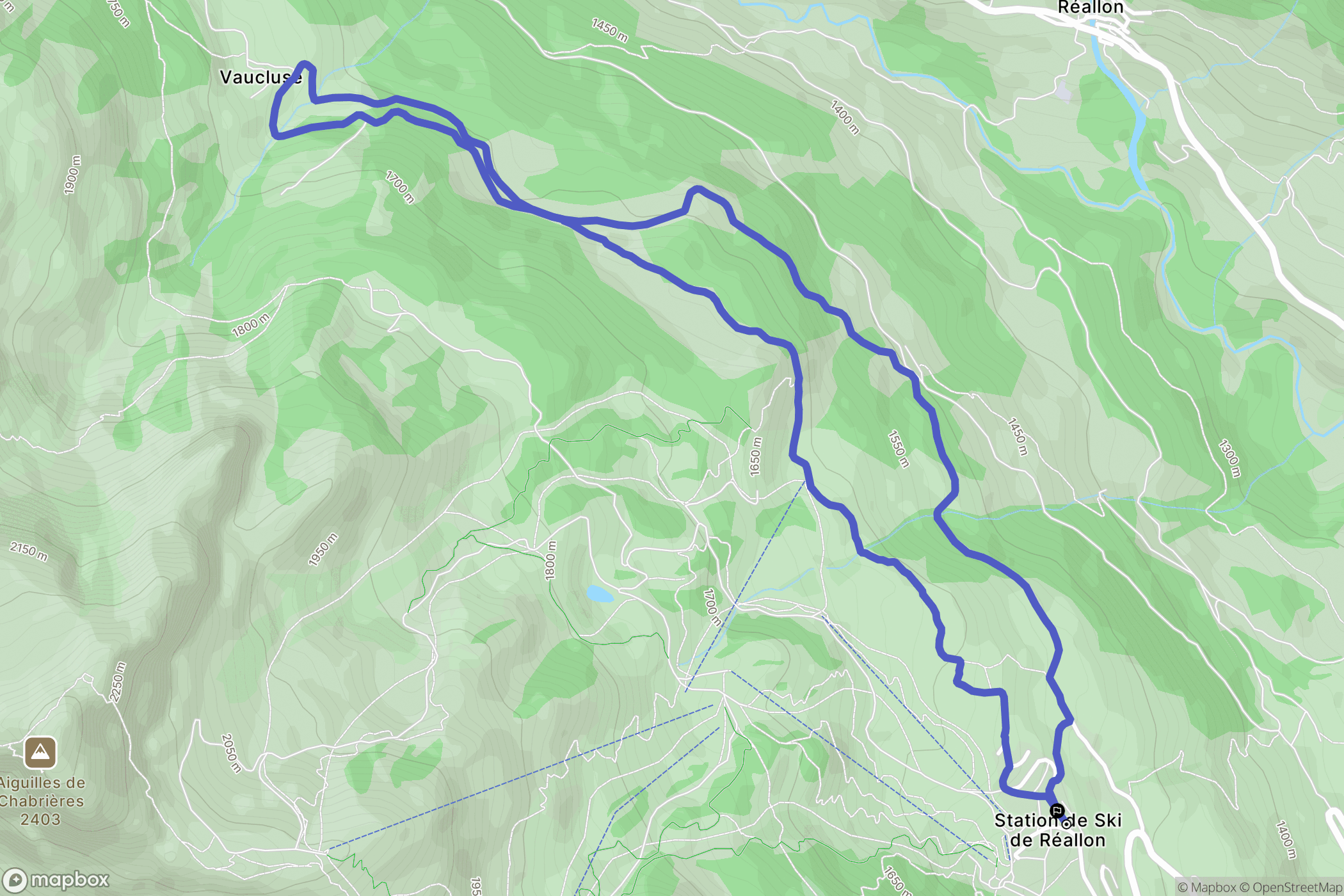 station de Réallon : carte du parcours de randonnée - France