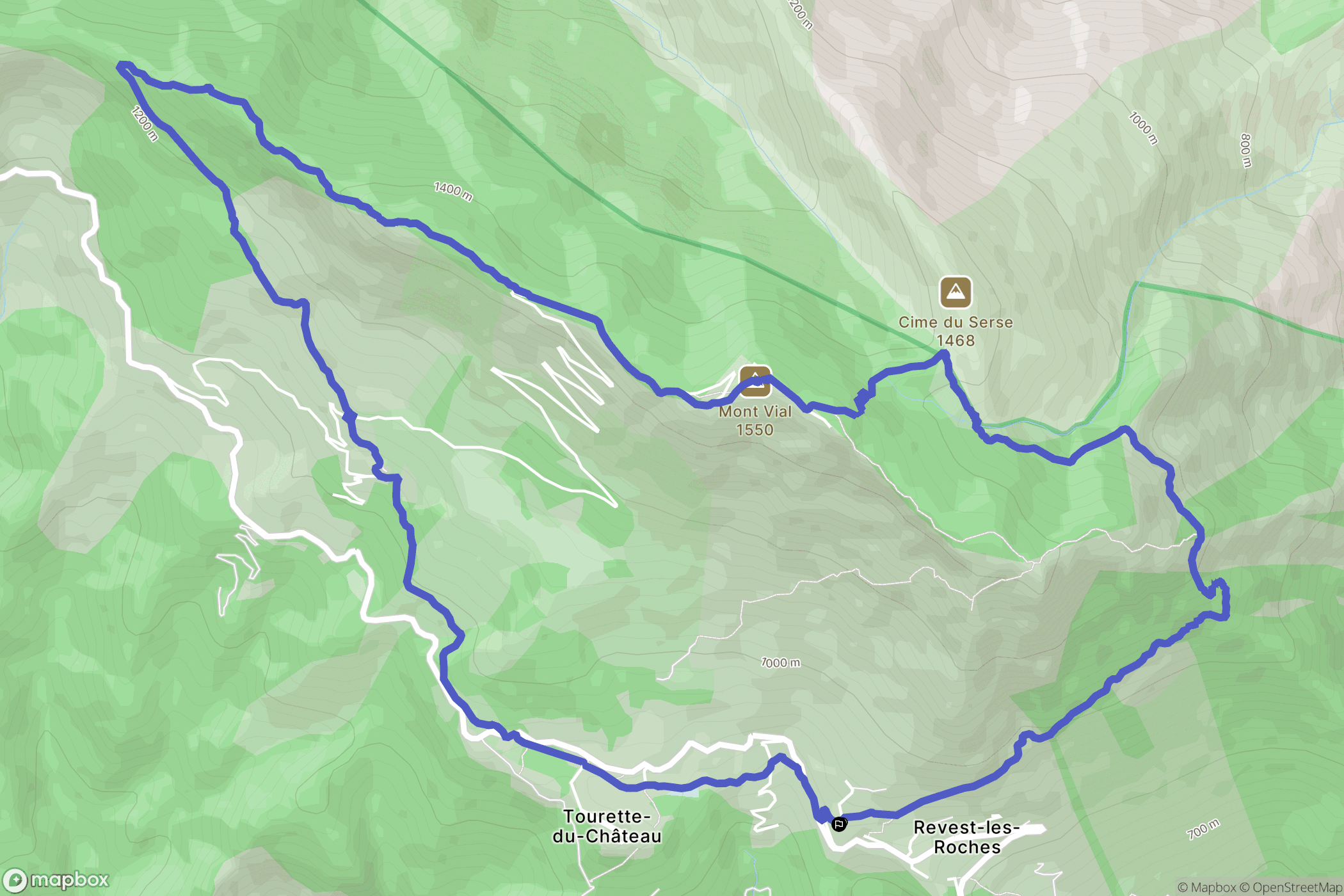 Départ de Revest les Roches : carte du parcours de randonnée - France
