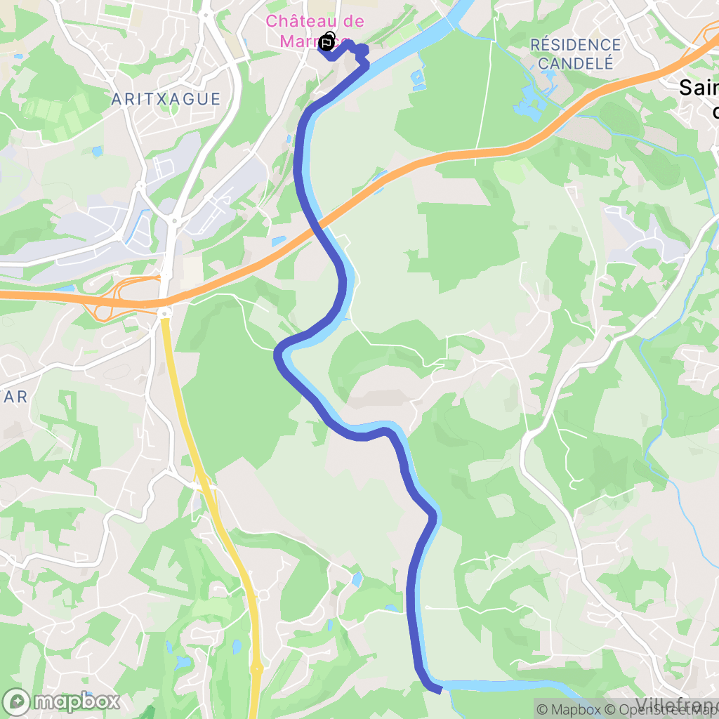 Bayonne : carte du parcours de randonnée - France