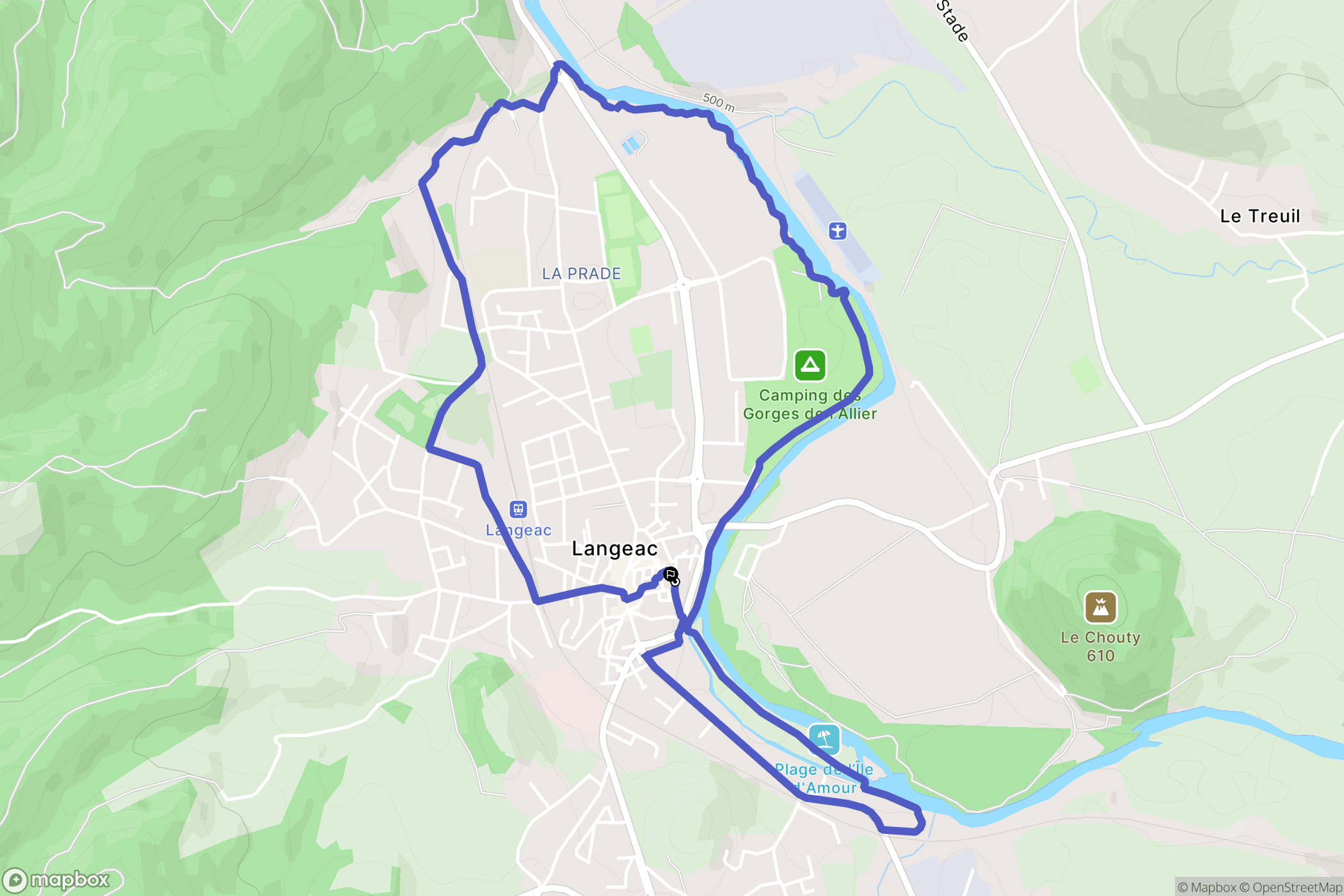 Langeac : carte du parcours de randonnée - France