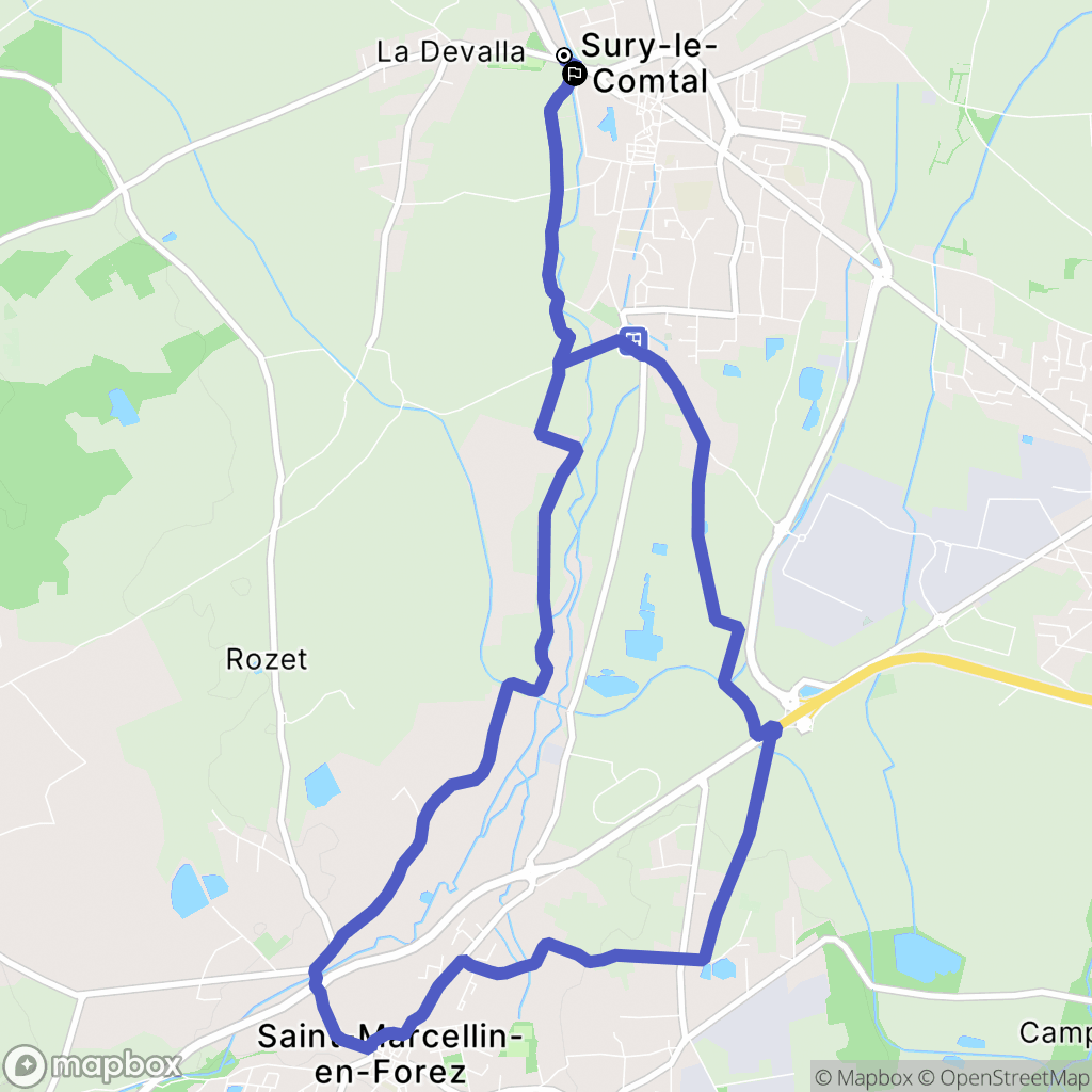 Sury-le-Comtal : carte du parcours de randonnée - France