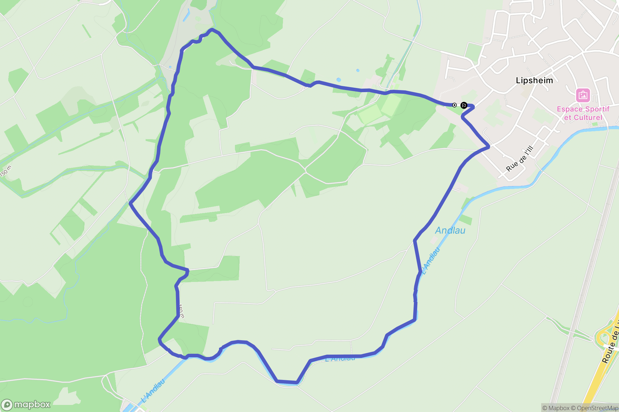 Lipsheim : carte du parcours de randonnée - France