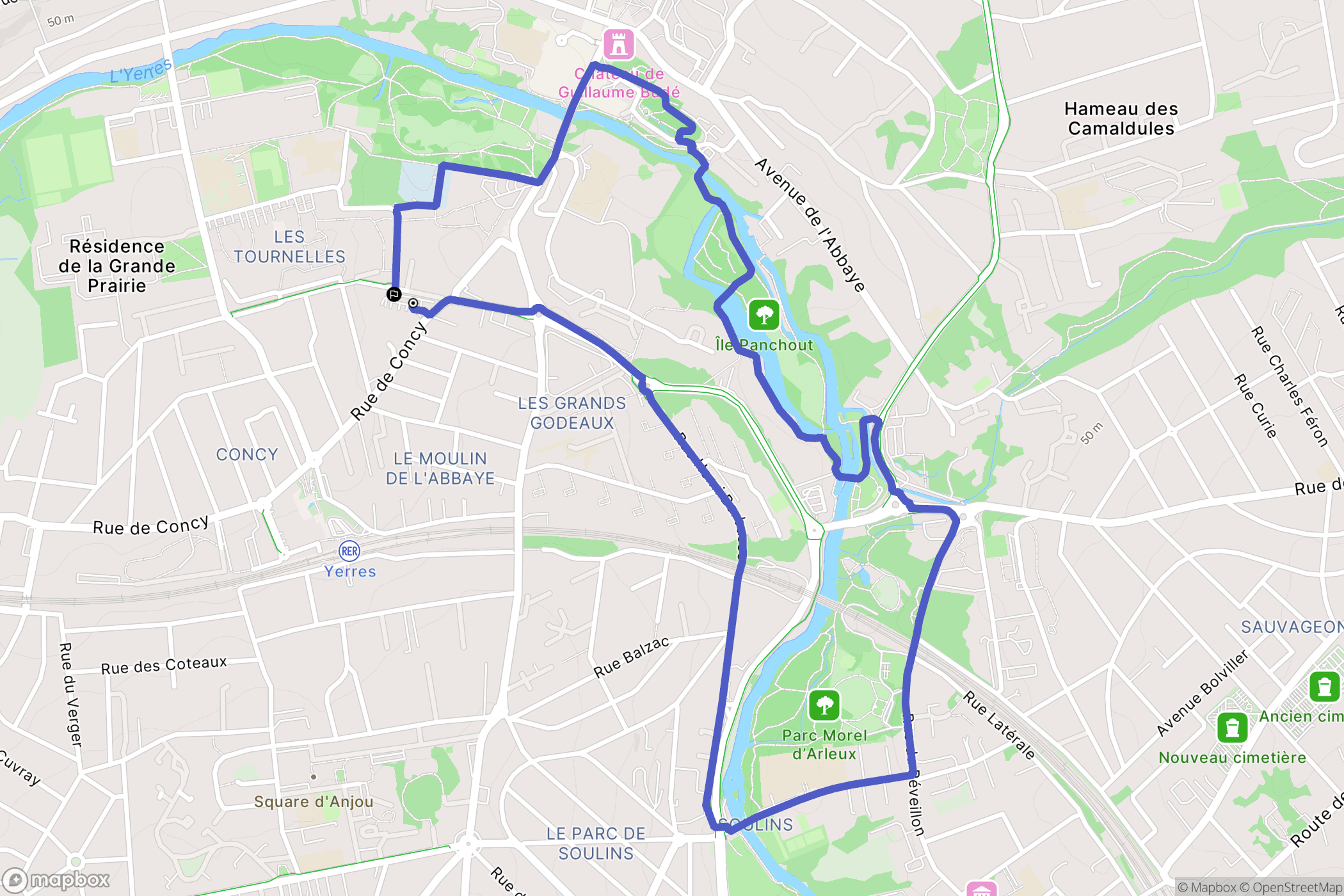 Yerres : carte du parcours de randonnée - France