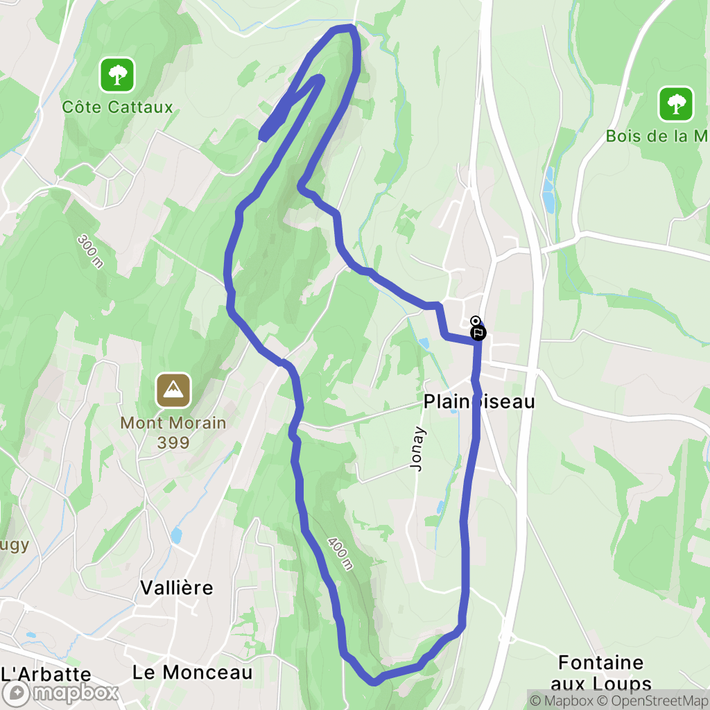 Plainoiseau : carte du parcours de randonnée - France