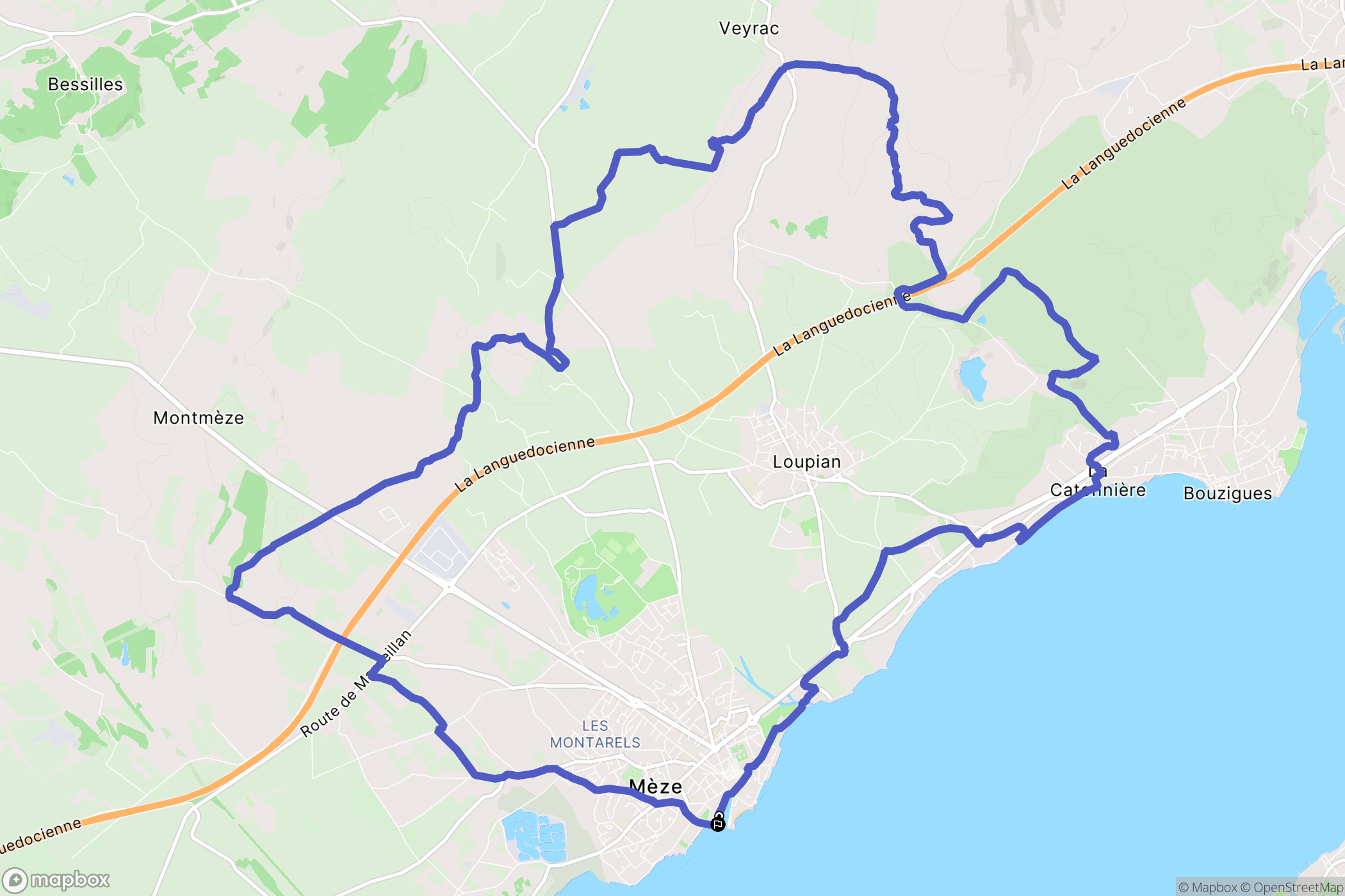 Mèze : carte du parcours de randonnée - France
