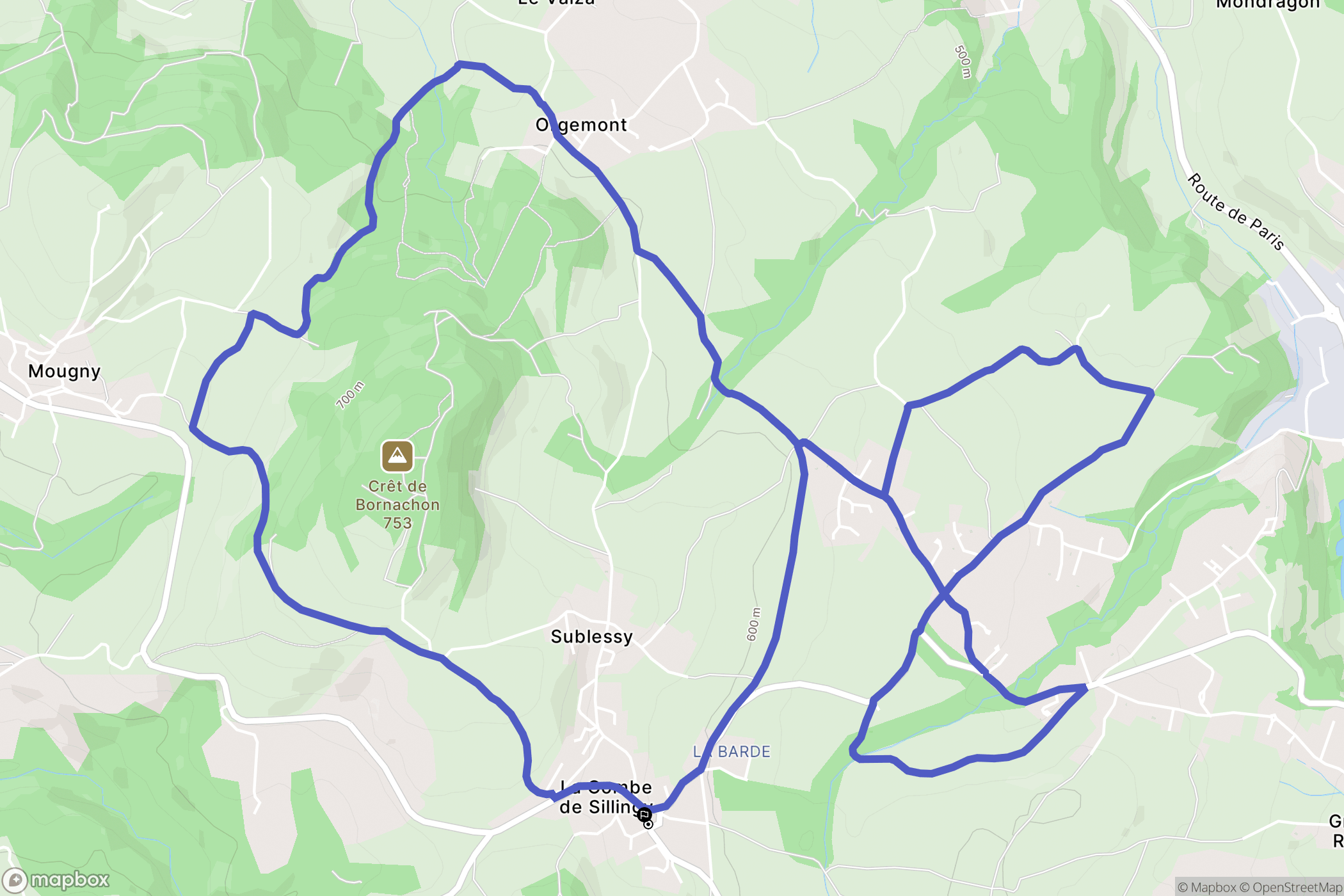 Sillingy : carte du parcours de randonnée - France