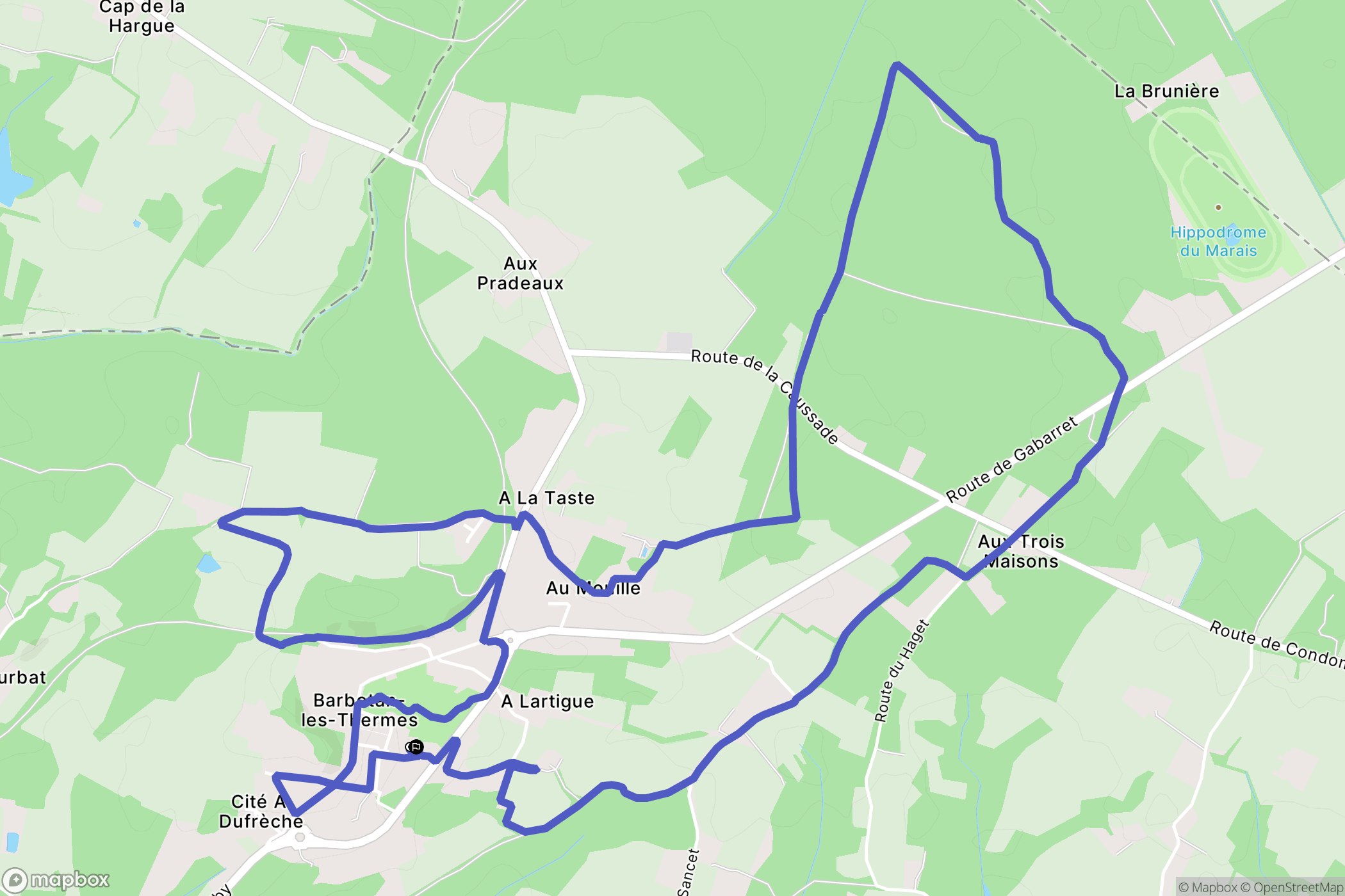 Barbotan les Thermes : carte du parcours de randonnée - France