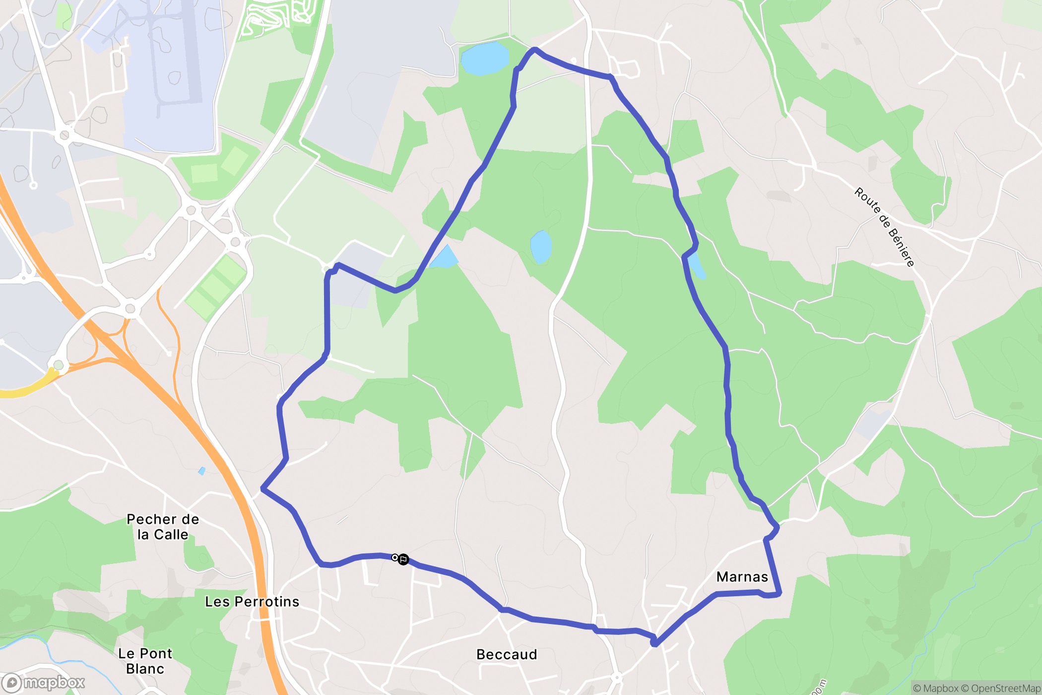 La Fouillouse : carte du parcours de randonnée - France