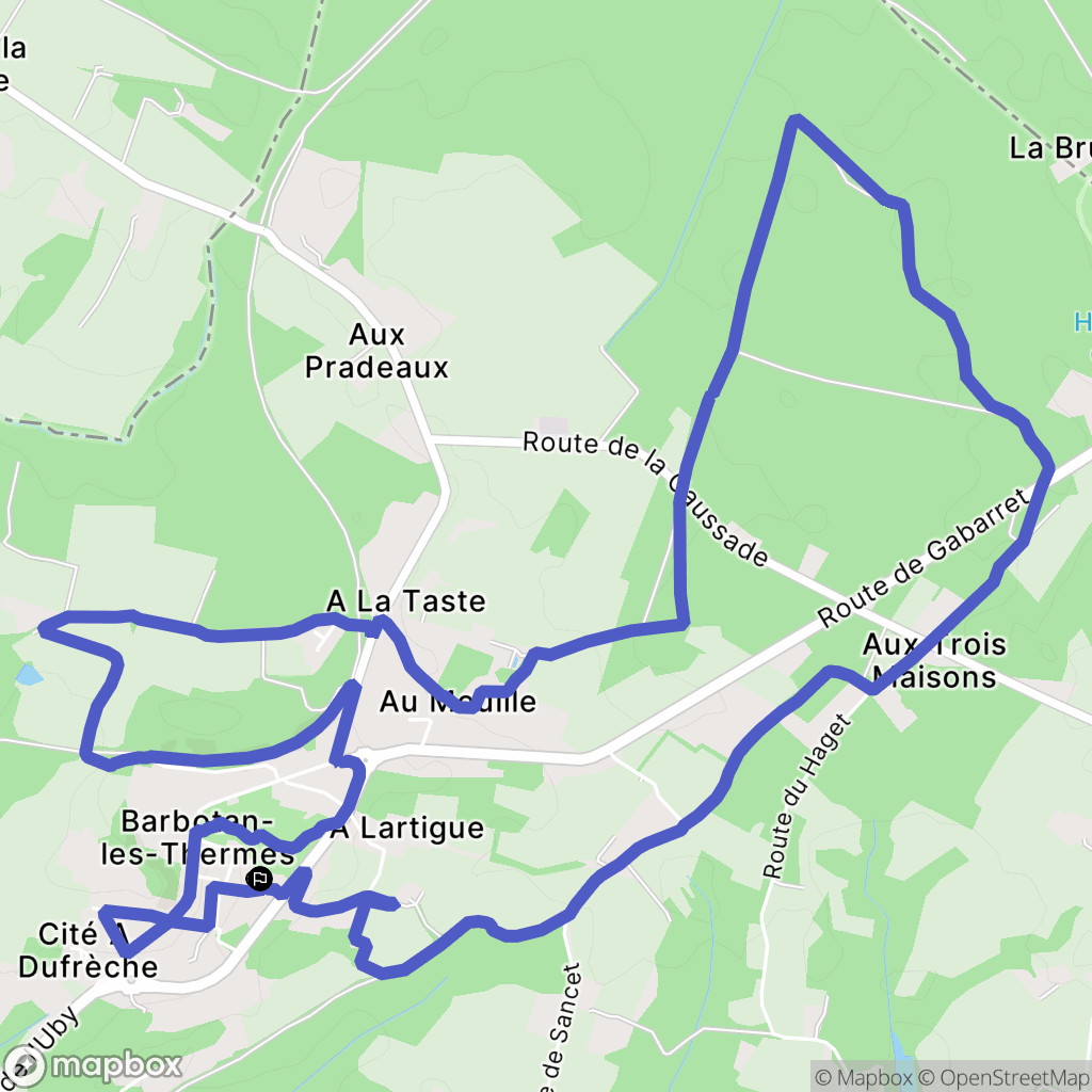 Barbotan les Thermes : carte du parcours de randonnée - France
