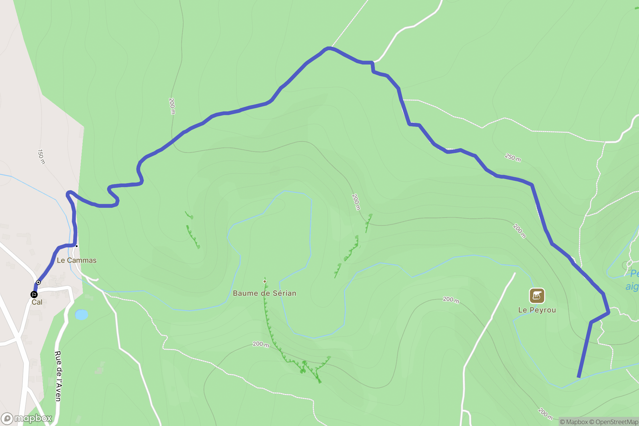 Navacelles : carte du parcours de randonnée - France