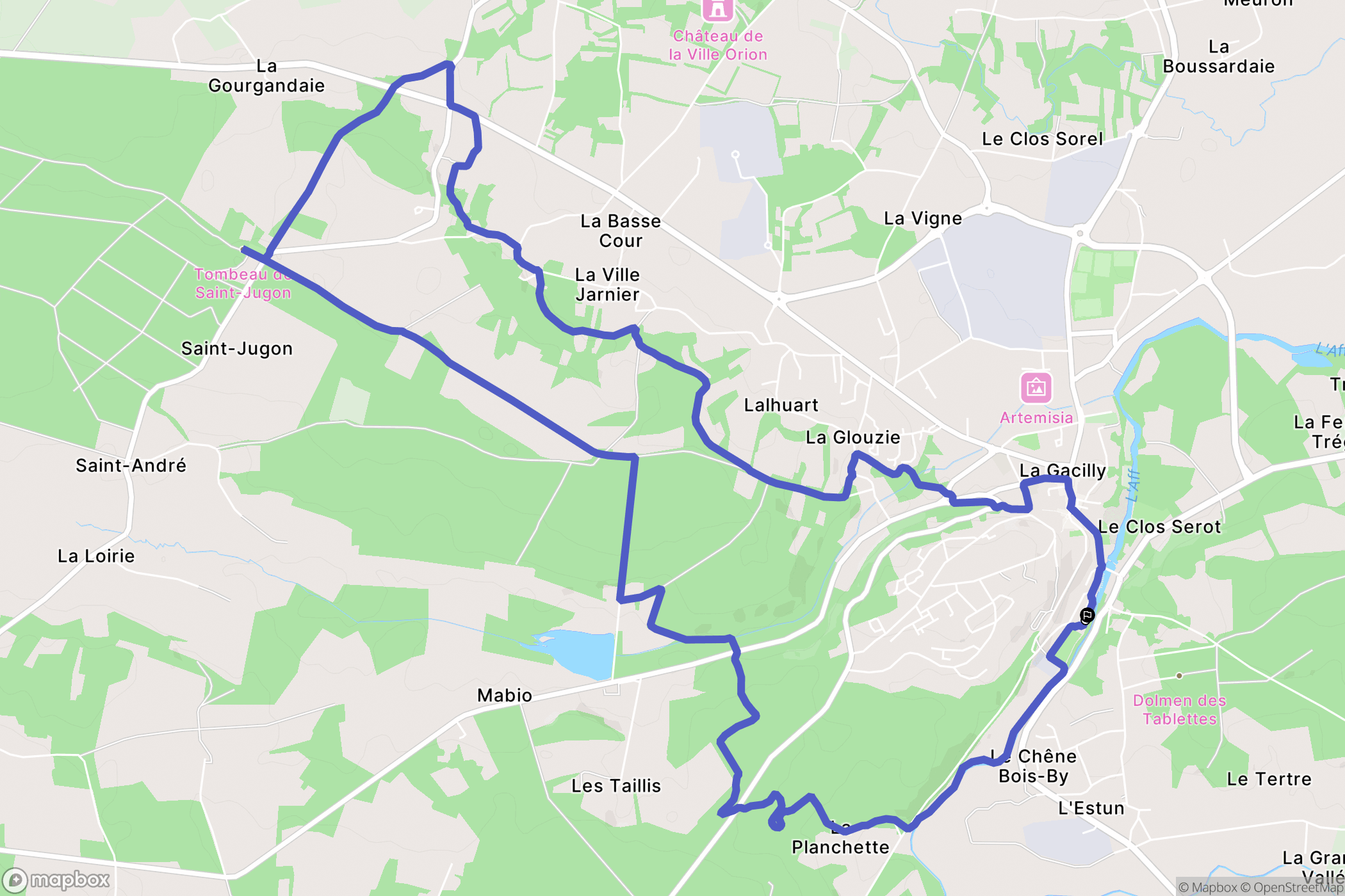 La Gacilly : carte du parcours de randonnée - France
