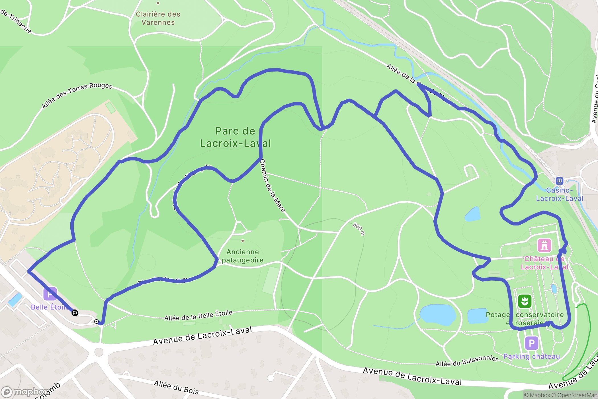 Charbonnières les Bains : carte du parcours de randonnée - France