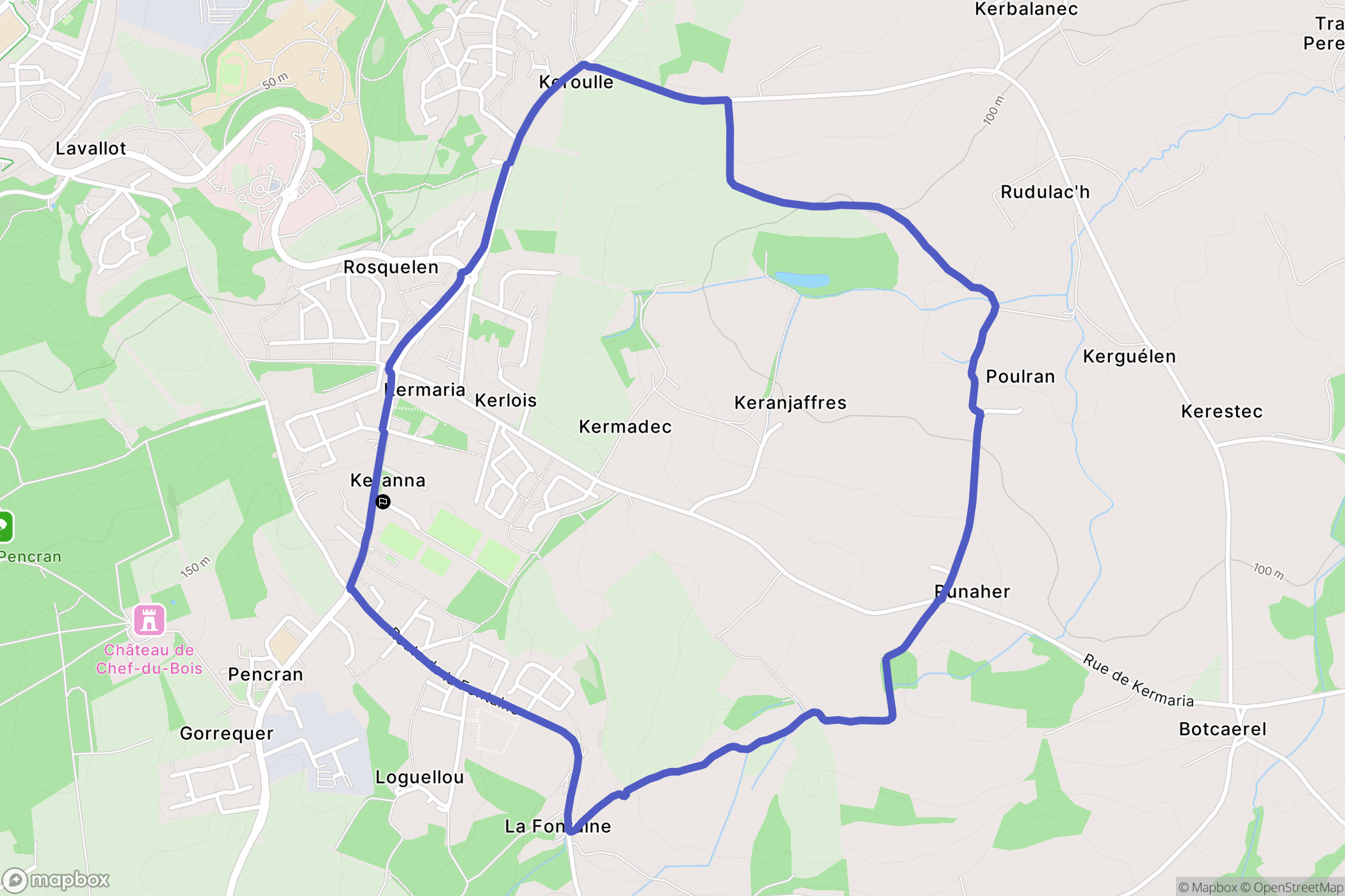 Pencran : carte du parcours de randonnée - France