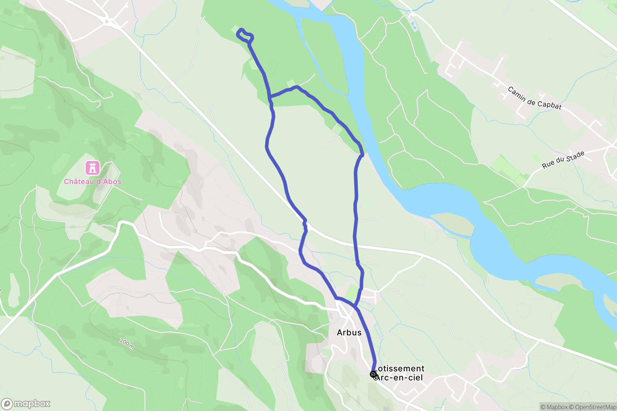 Arbus : carte du parcours de randonnée - France