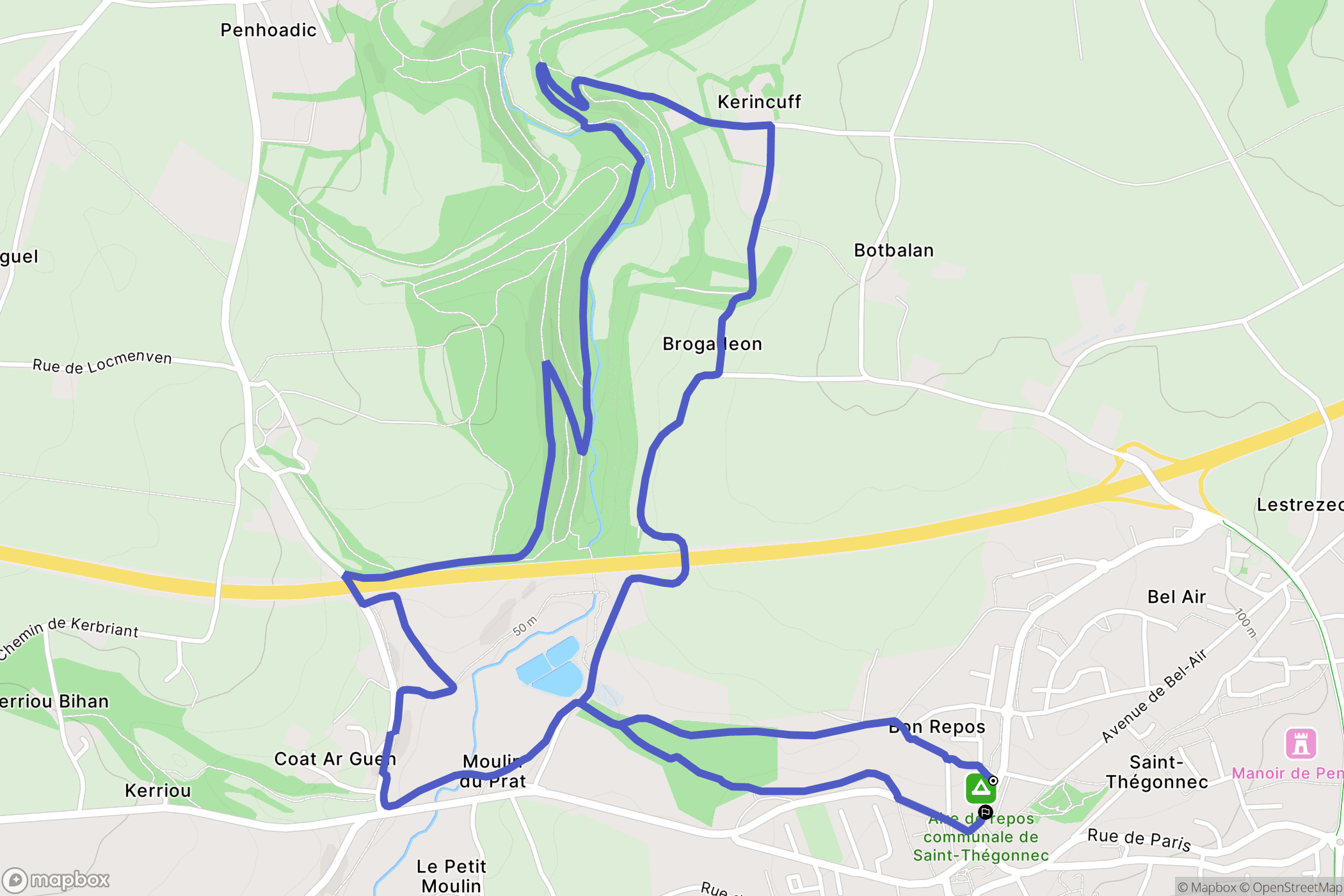 Saint-Thégonnec : carte du parcours de randonnée - France