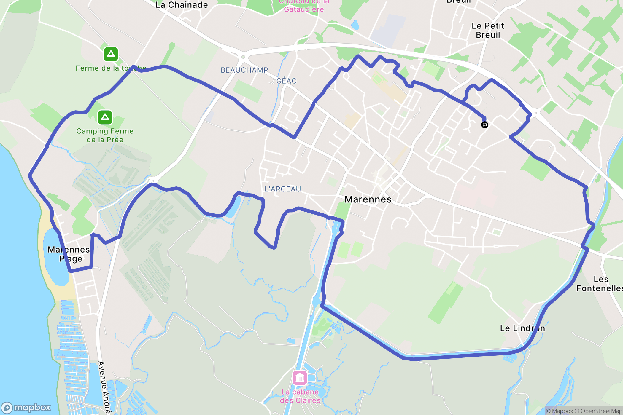 Marennes-Hiers-Brouage : carte du parcours de randonnée - France