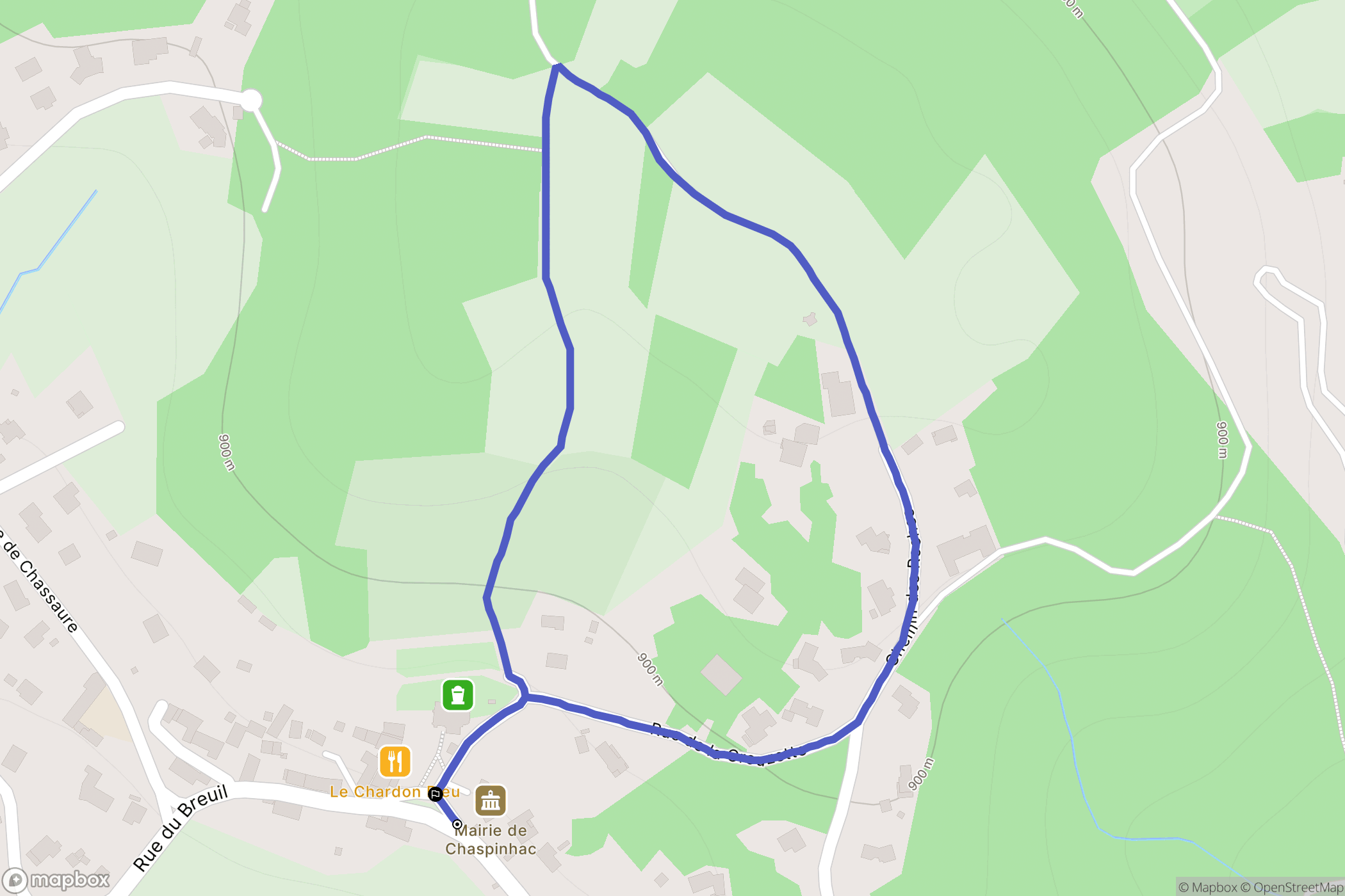 Chaspinhac : carte du parcours de randonnée - France