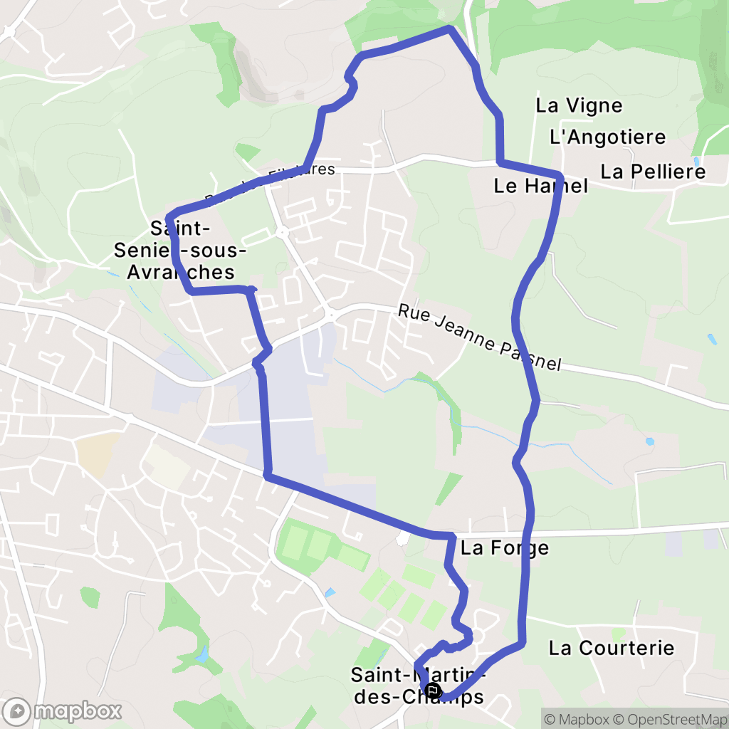 Avranches : carte du parcours de randonnée - France