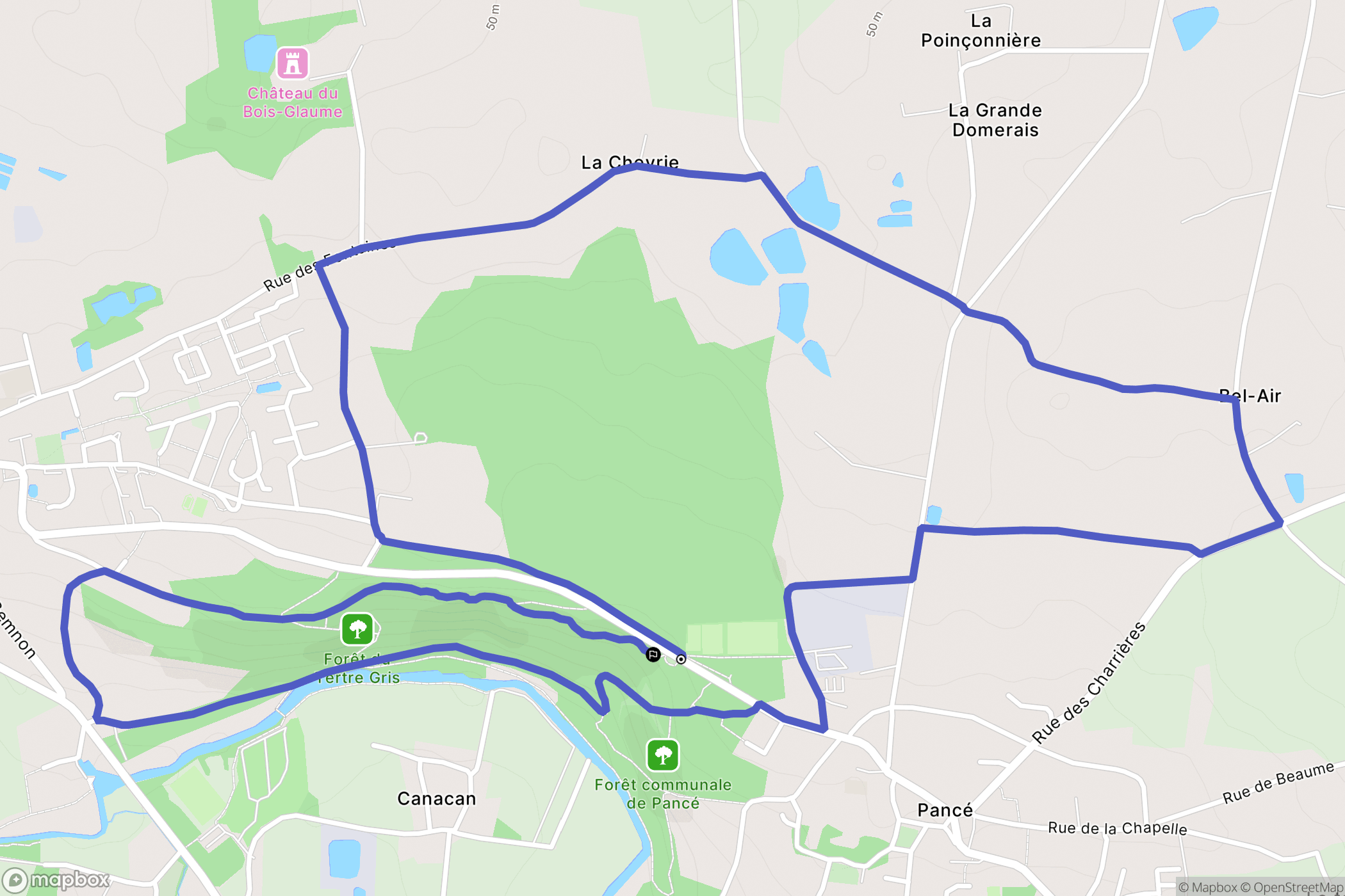 Pancé : carte du parcours de randonnée - France
