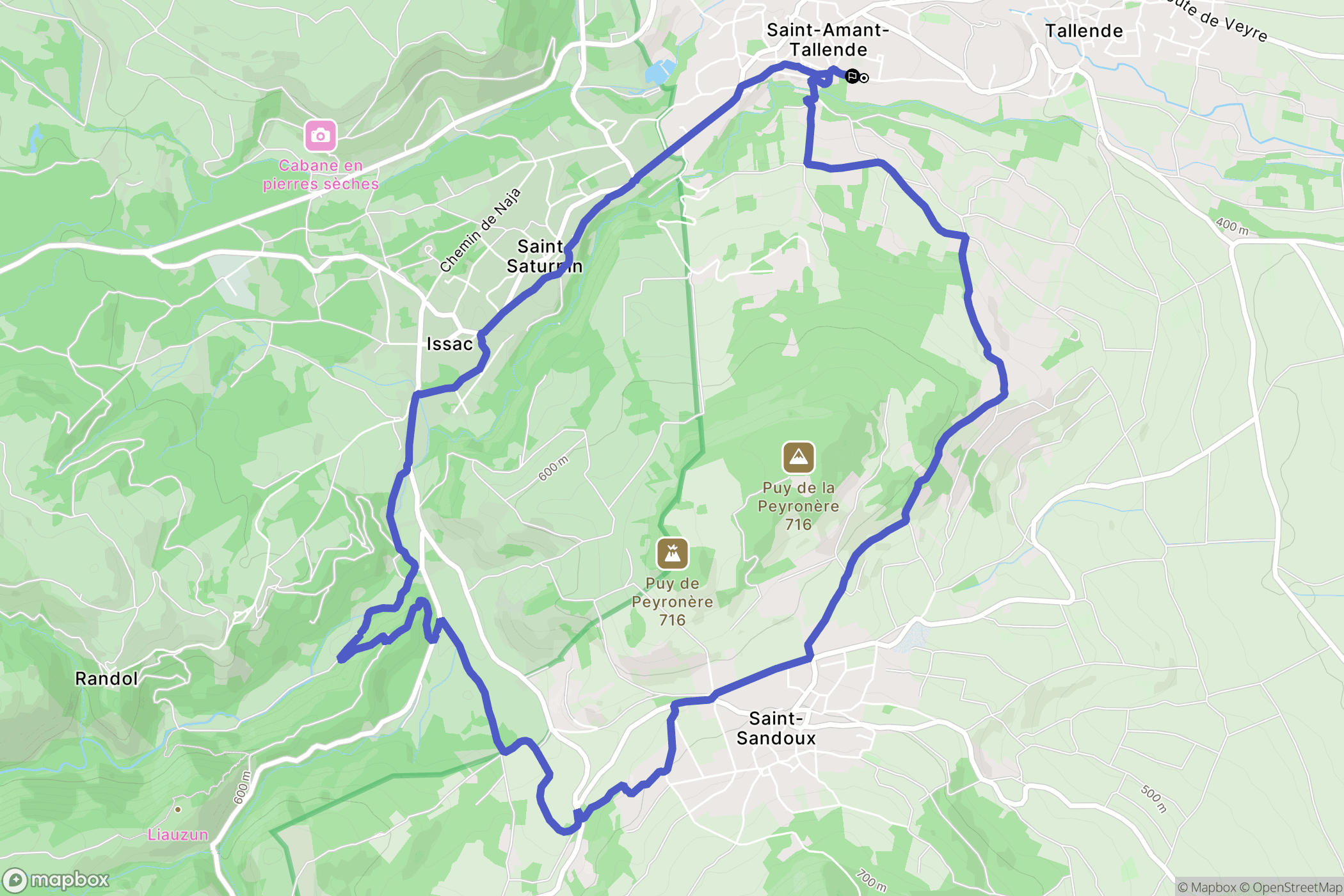 Tallende : carte du parcours de randonnée - France