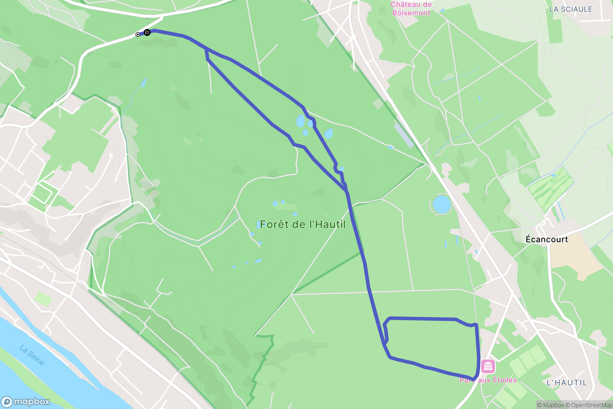 Vaux-sur-Seine : carte du parcours de randonnée - France