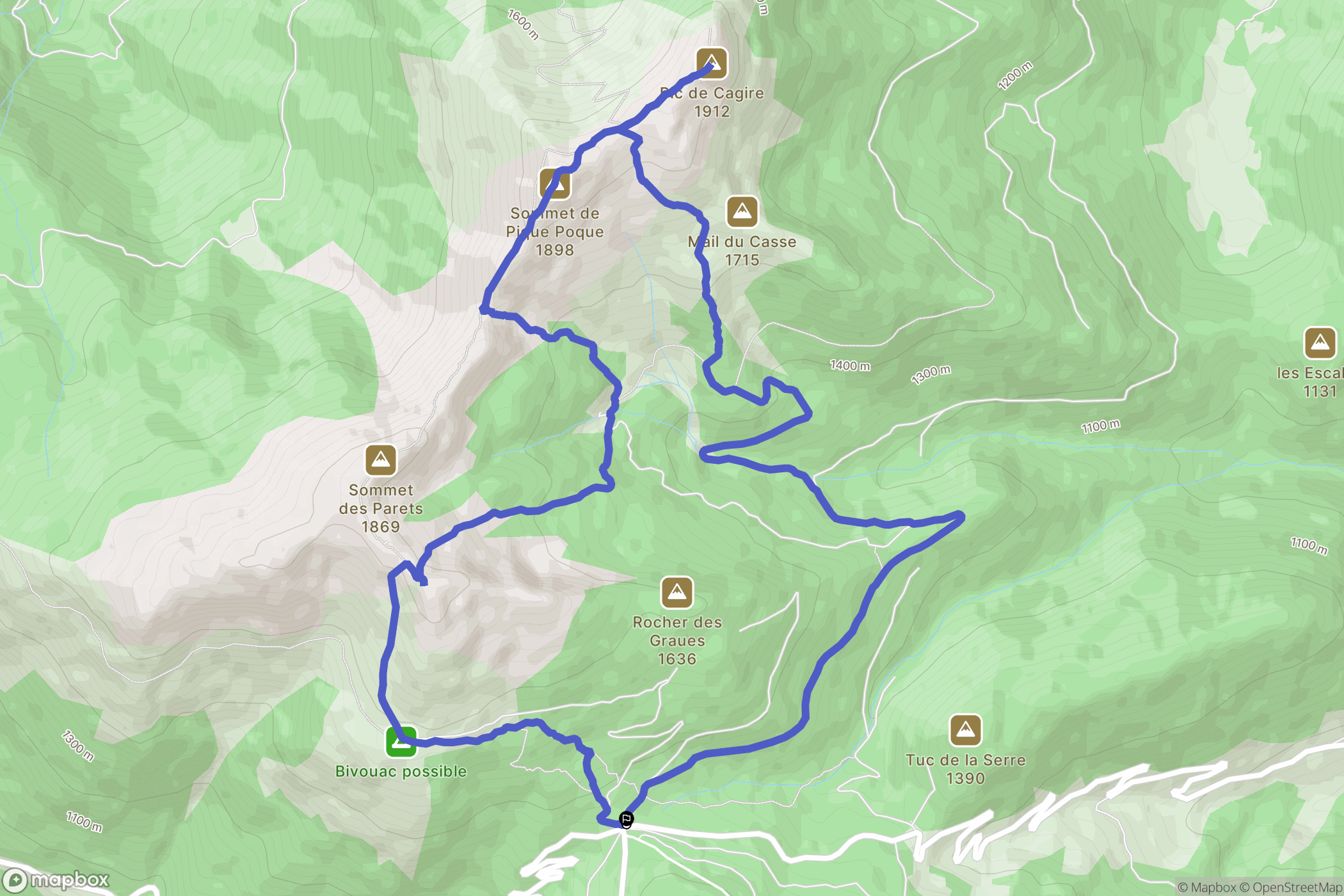 Saint Béat : carte du parcours de randonnée - France