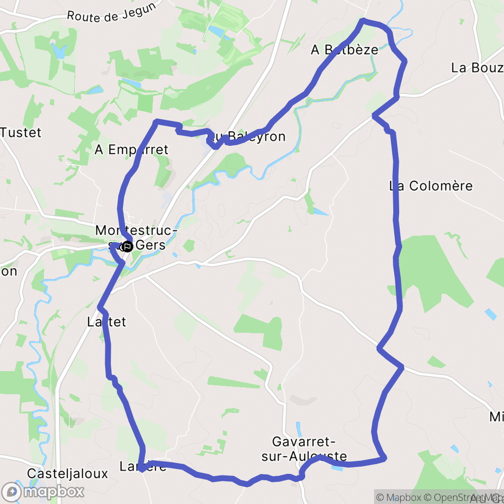 Montestruc-sur-Gers : carte du parcours de randonnée - France