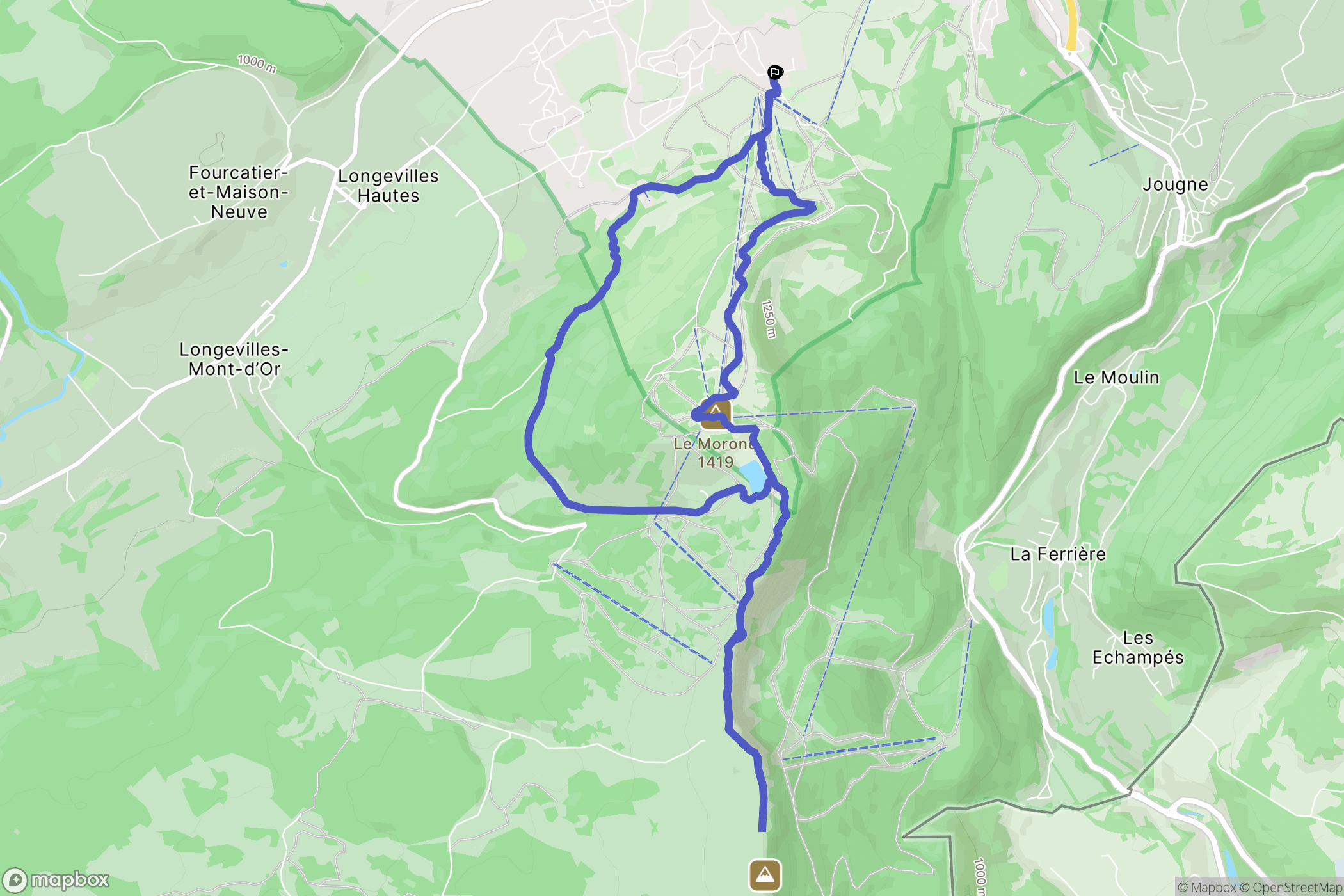 Métabief : carte du parcours de randonnée - France