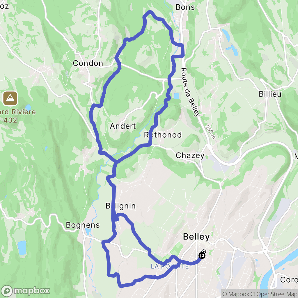 Belley : carte du parcours de randonnée - France