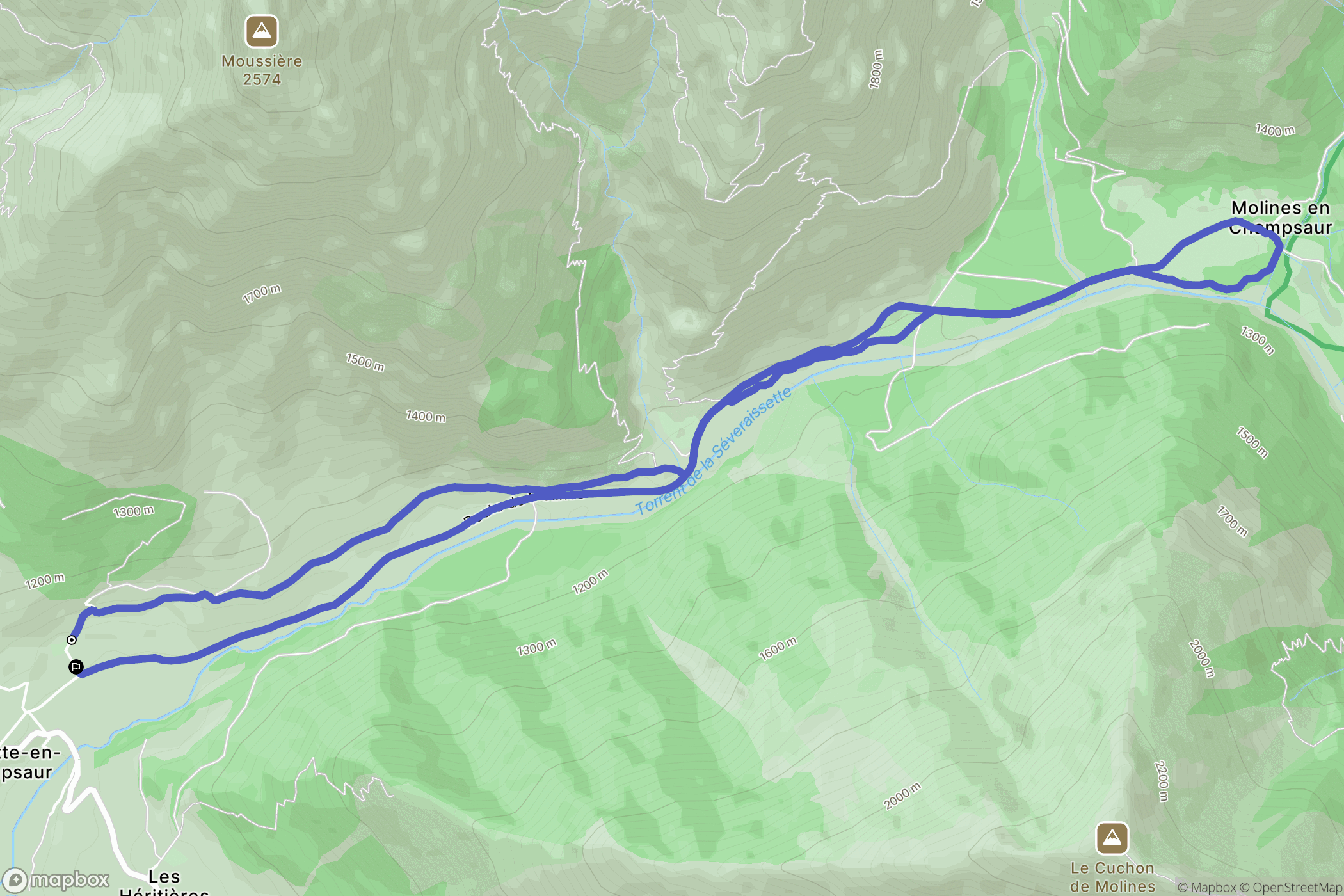 La Motte-en-Champsaur : carte du parcours de randonnée - France