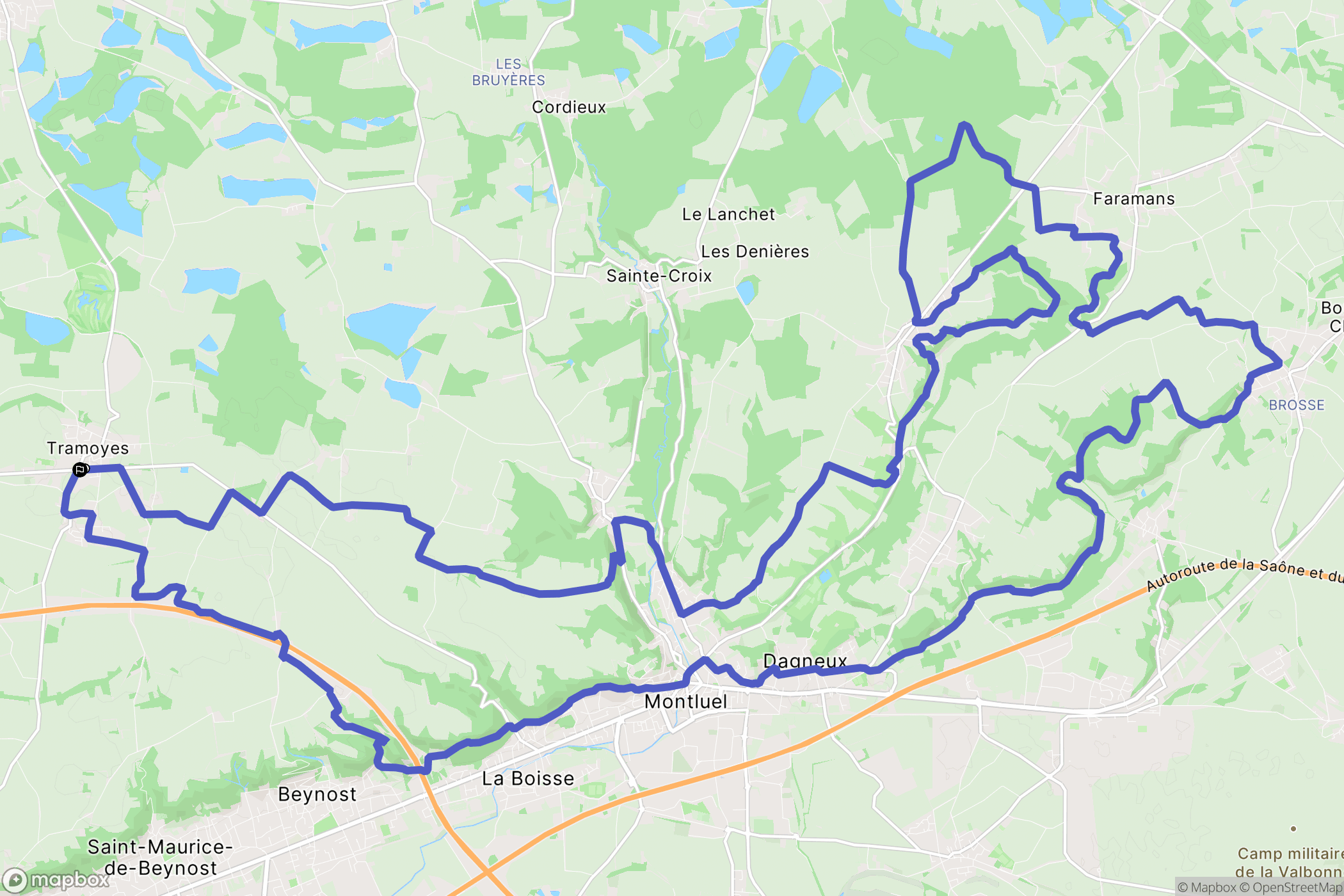 Tramoyes : carte du parcours de randonnée - France