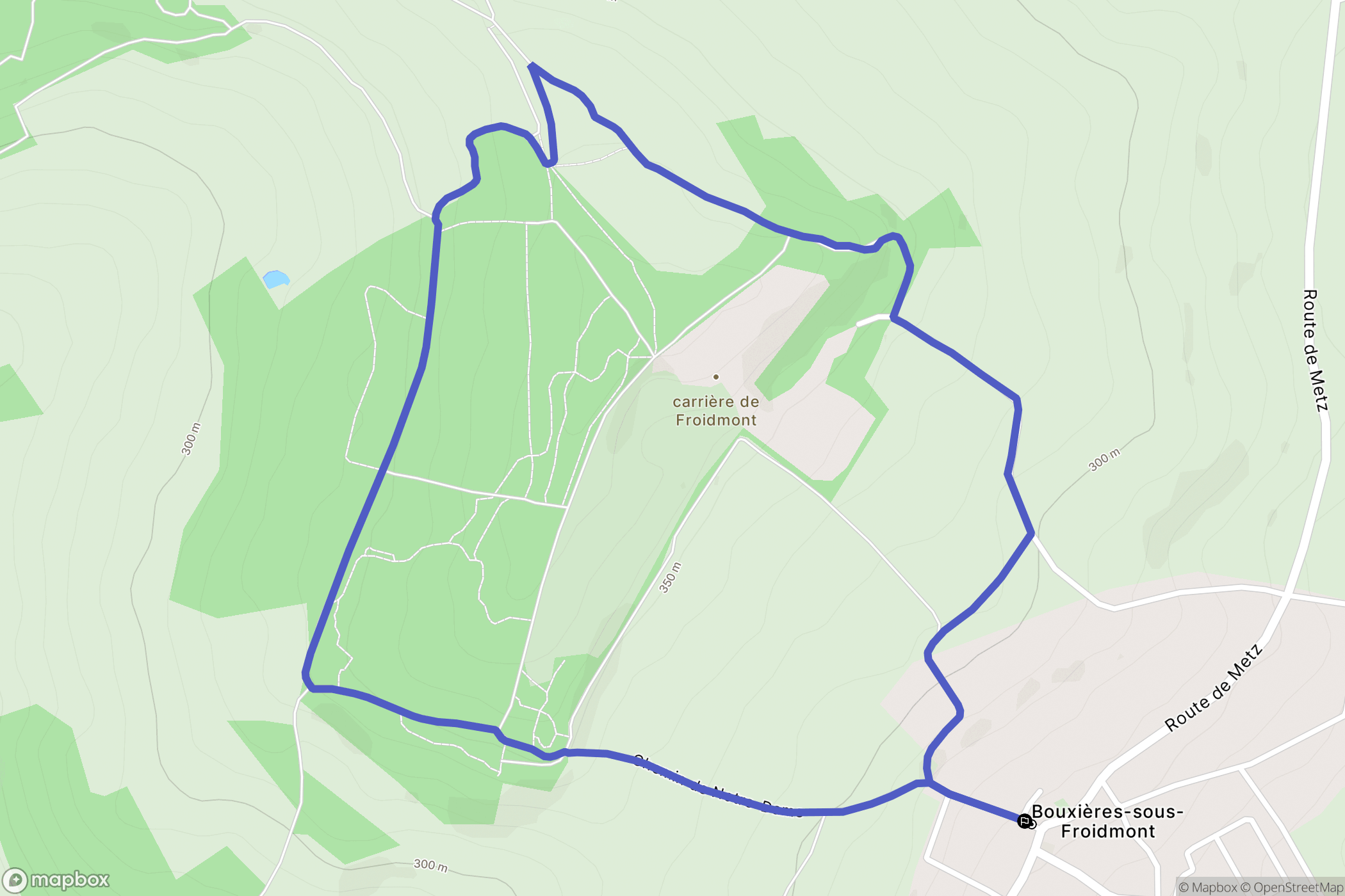 Bouxières sous Froidmont : carte du parcours de randonnée - France