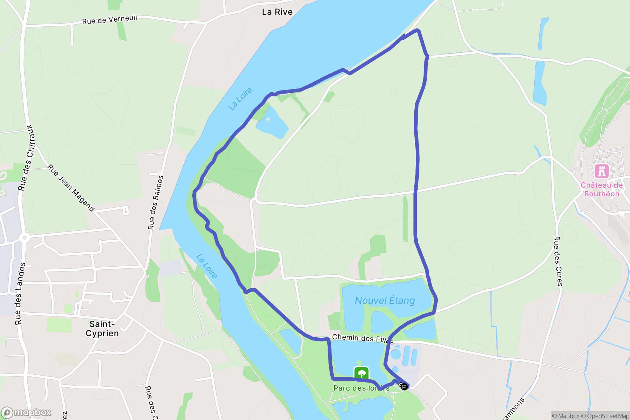 Andrézieux-Bouthéon : carte du parcours de randonnée - France